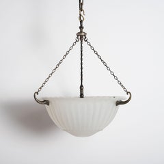 Rare Jefferson Moonstone Deep Bowl Plafonnier With Exceptional Quality Fittings