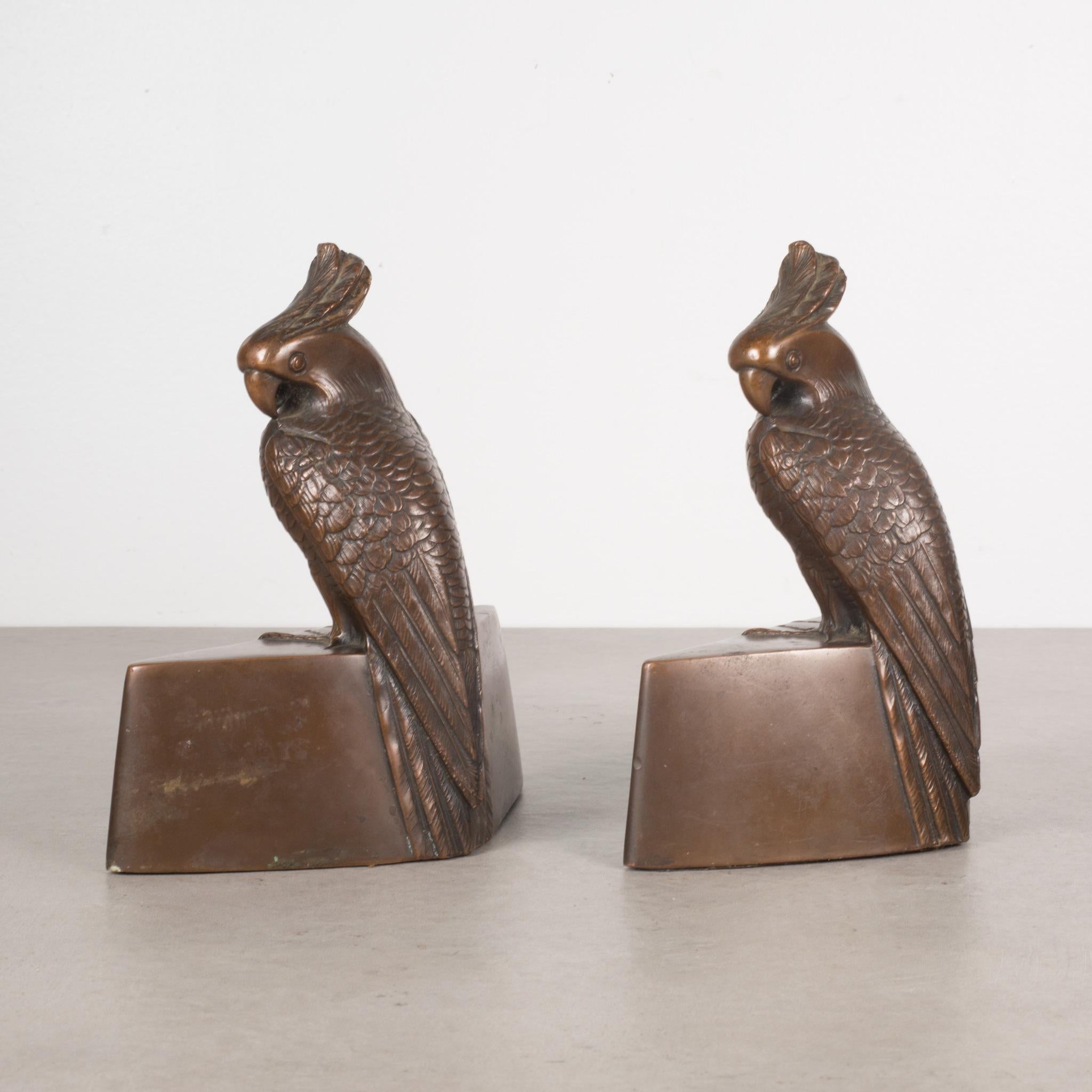 Rare Jennings Brothers Bronze Plated Parrot Bookends c.1920 In Good Condition In San Francisco, CA