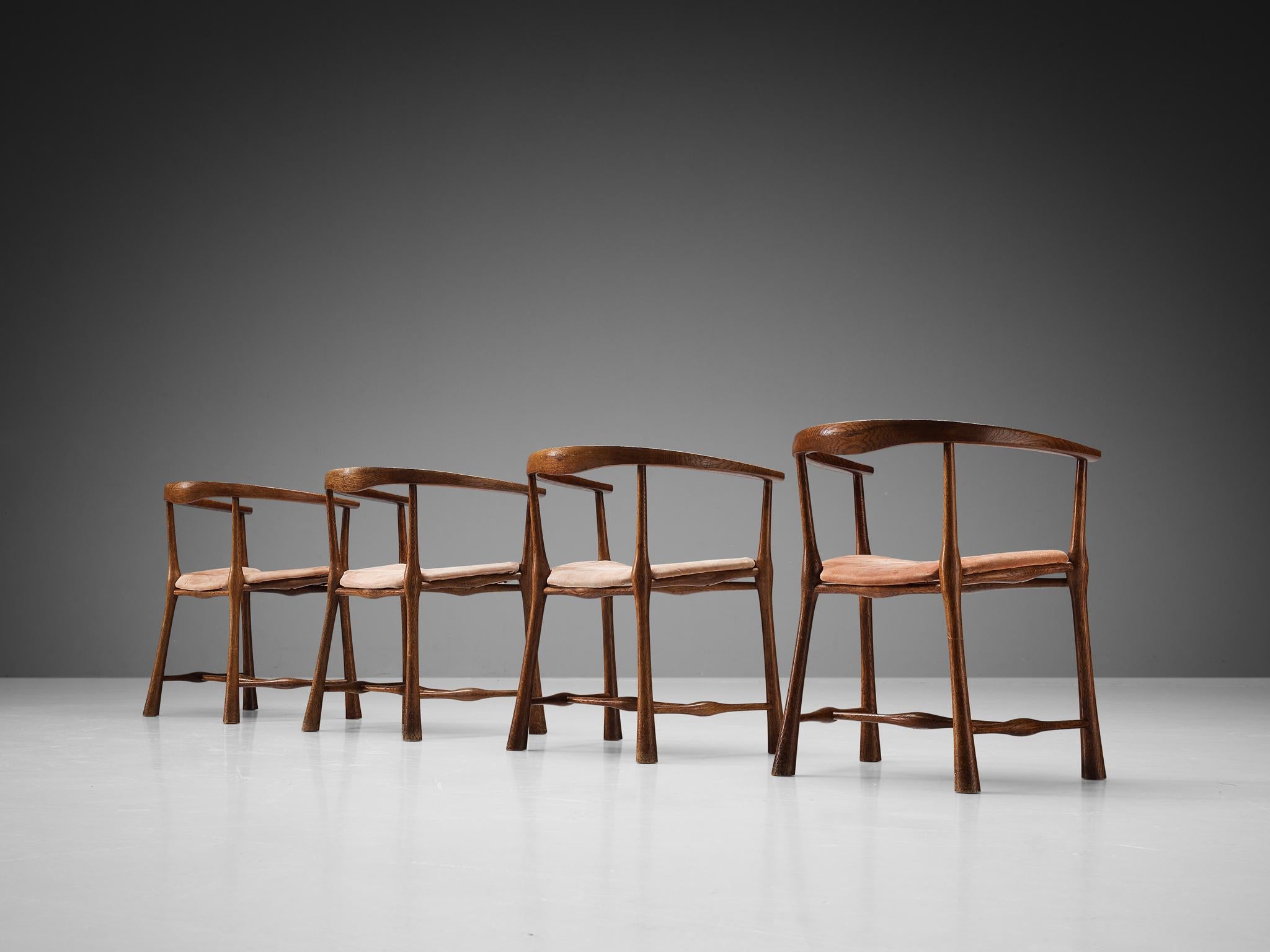 Raro conjunto de cuatro sillas de comedor Jens Harald Quistgaard para Nissen Langå  mediados del siglo XX en venta