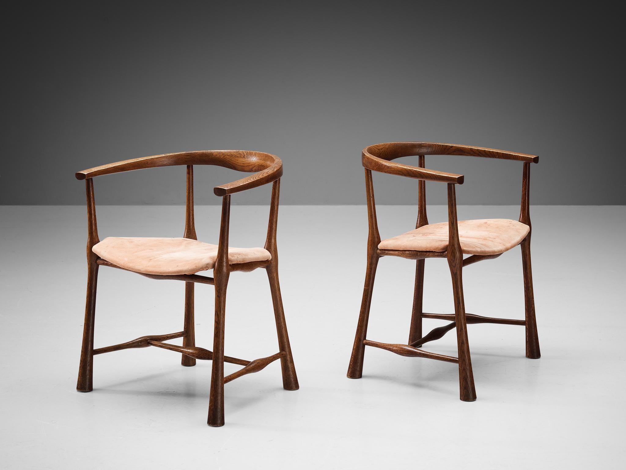 Raro conjunto de cuatro sillas de comedor Jens Harald Quistgaard para Nissen Langå  Gamuza en venta