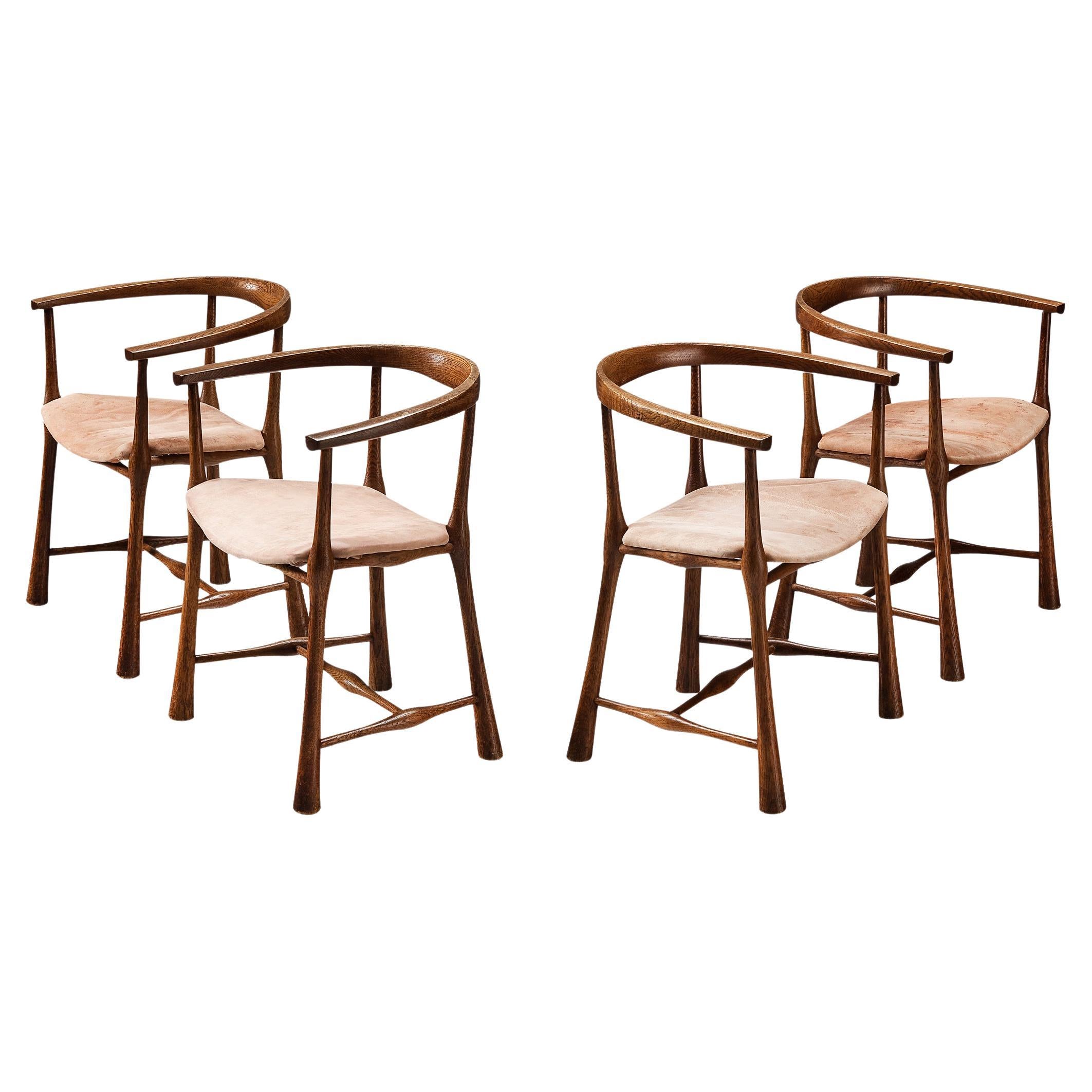Raro conjunto de cuatro sillas de comedor Jens Harald Quistgaard para Nissen Langå  en venta