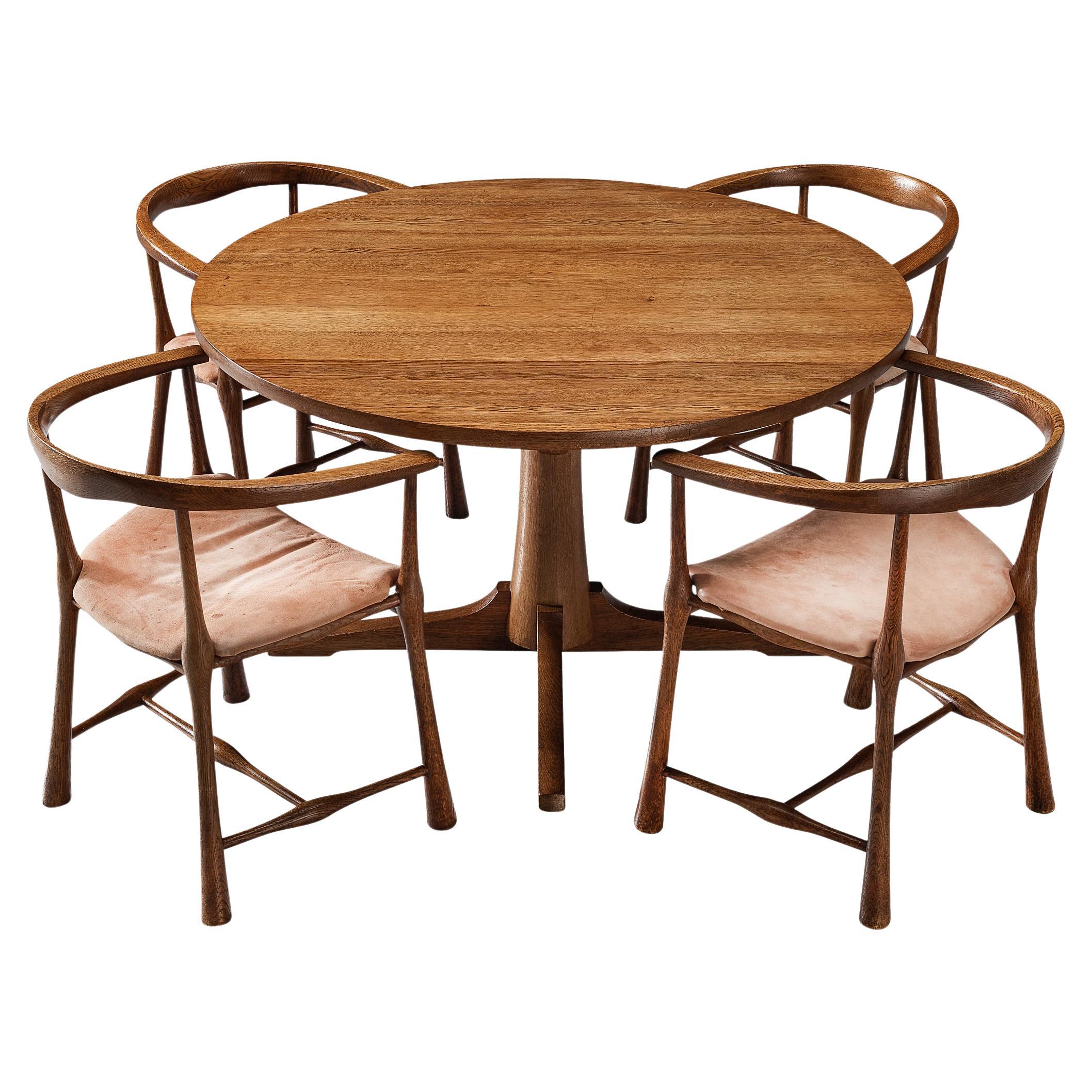 Rare Jens Harald Quistgaard Set of Four Dining Chairs and Table in Oak