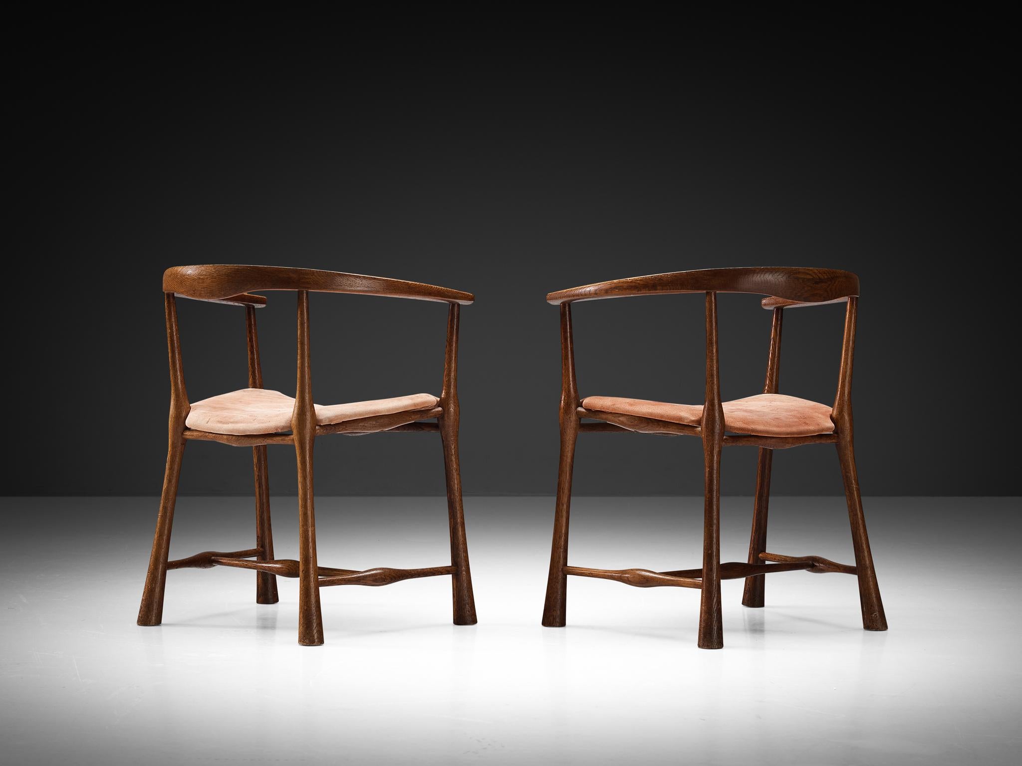 Scandinavo moderno Raro set di quattro sedie da pranzo scultoree in Oak di Jens Harald Quistgaard in vendita