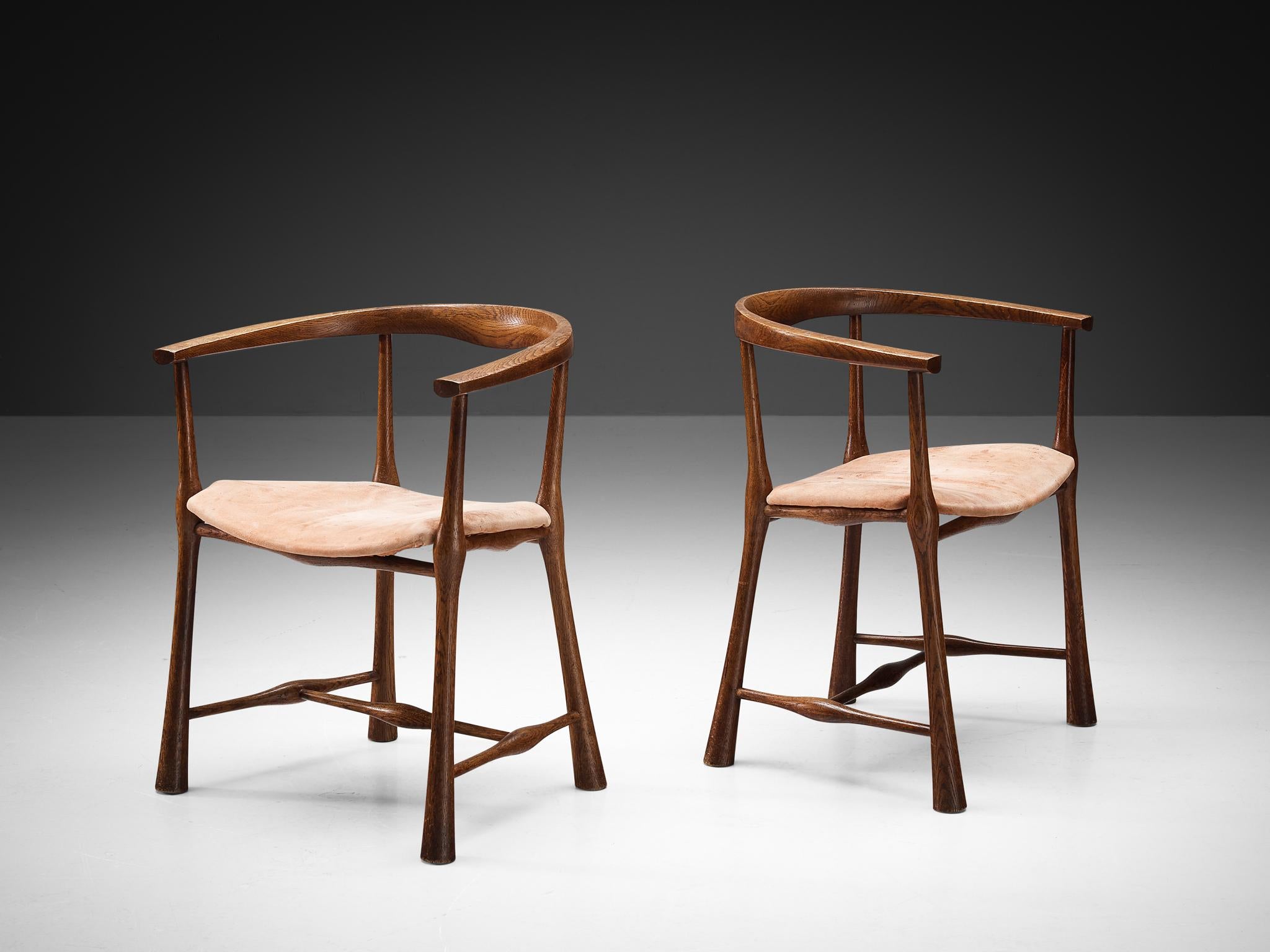 Camoscio Raro set di quattro sedie da pranzo scultoree in Oak di Jens Harald Quistgaard in vendita