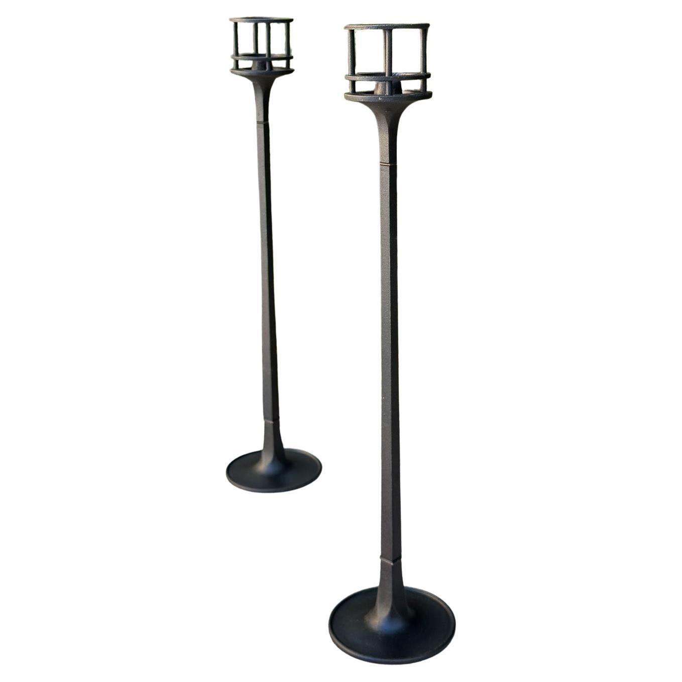 Rare Jens Quistgaard Dansk Iron Candle Holders, Denmark, c.1955