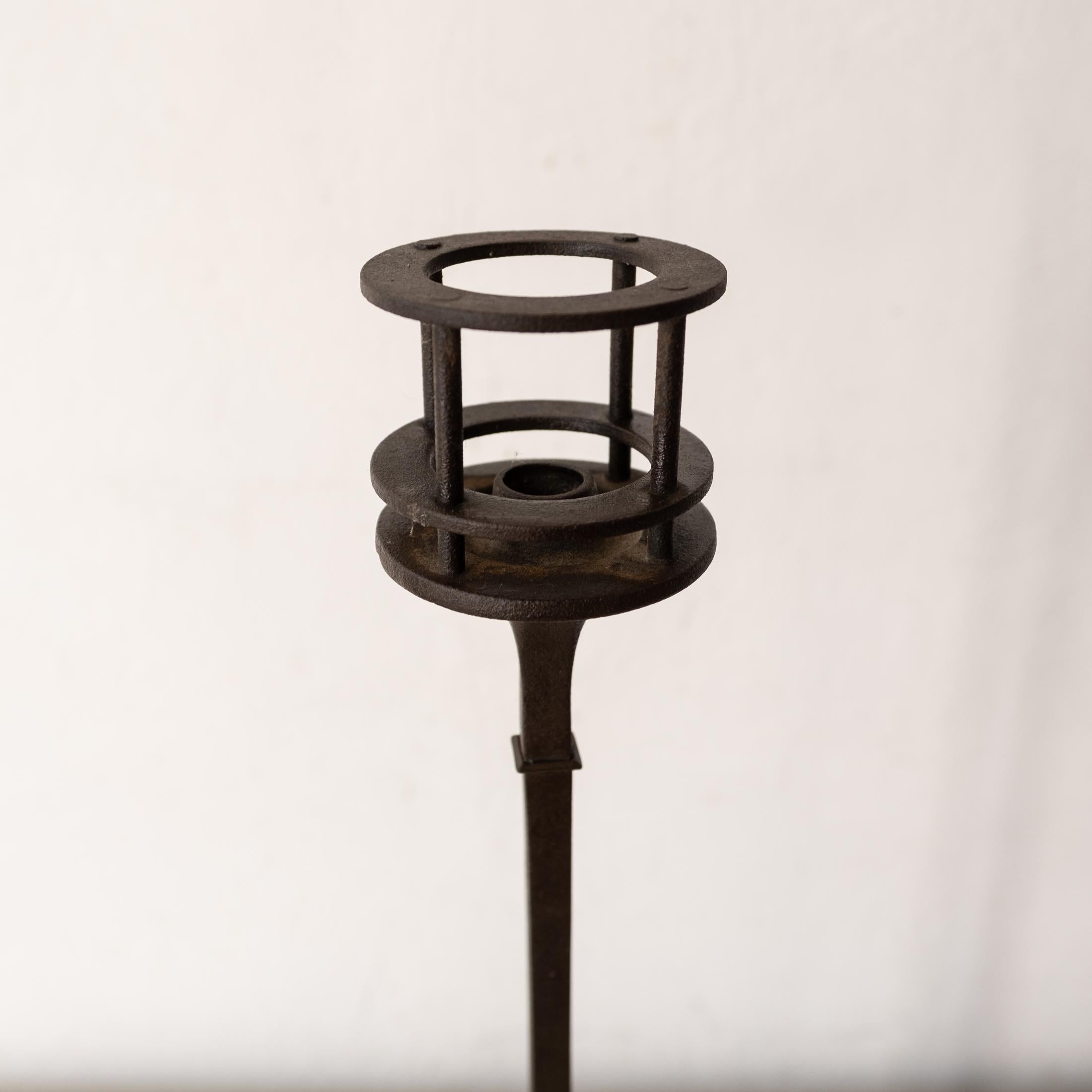 Rare Jens Quistgaard Dansk Iron Candle Holders In Good Condition In San Diego, CA