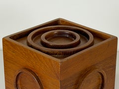 Rare Jens Quistgaard for Dansk Cube Circle Teak Ice Bucket, Denmark, 1960s