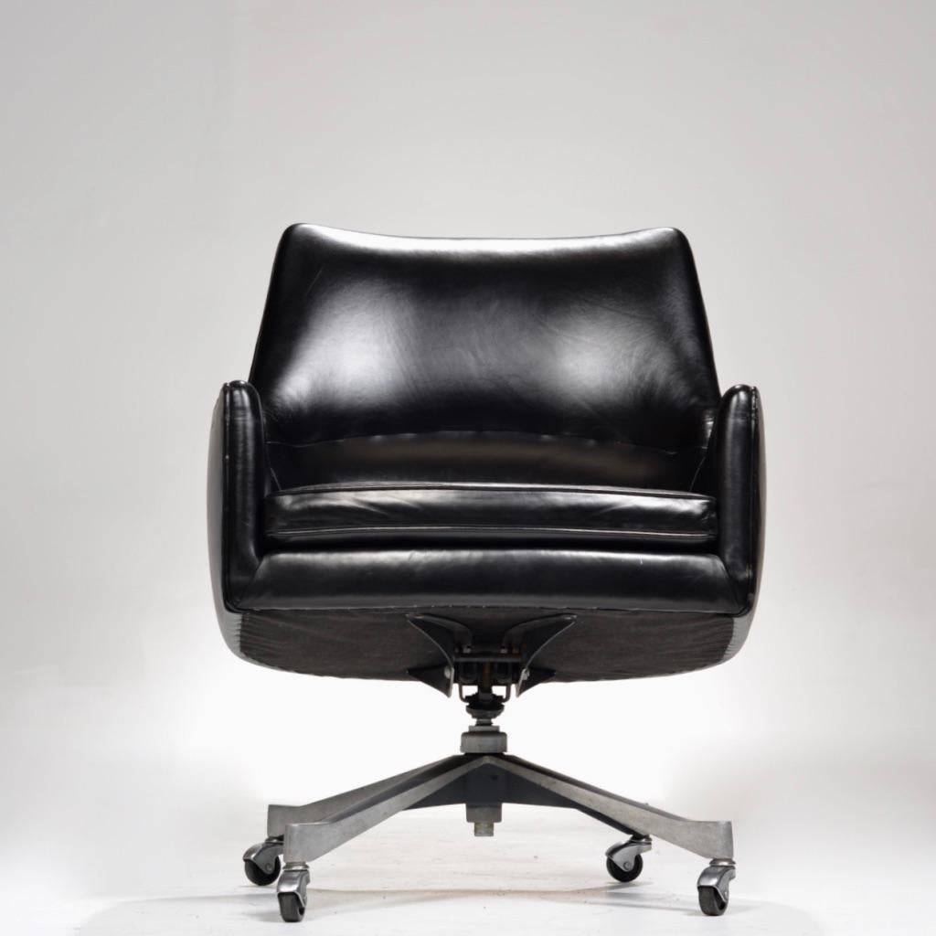 Metal Rare Jens Risom Leather Executive Chair for Jens Risom Design Inc.