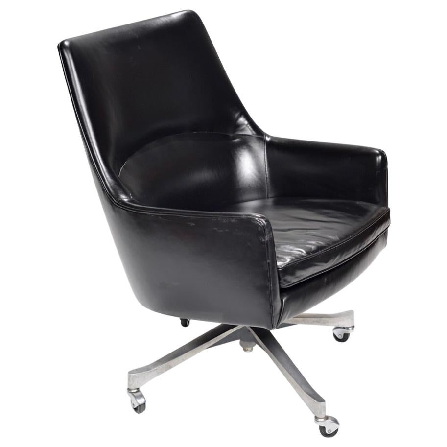 Rare Jens Risom Leather Executive Chair for Jens Risom Design Inc.