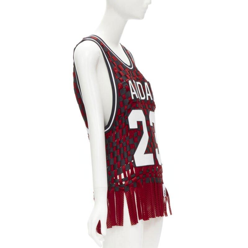 raro JEREMY SCOTT ADIDAS 23 negro rojo deconstruido tejido camiseta de baloncesto XS Gris