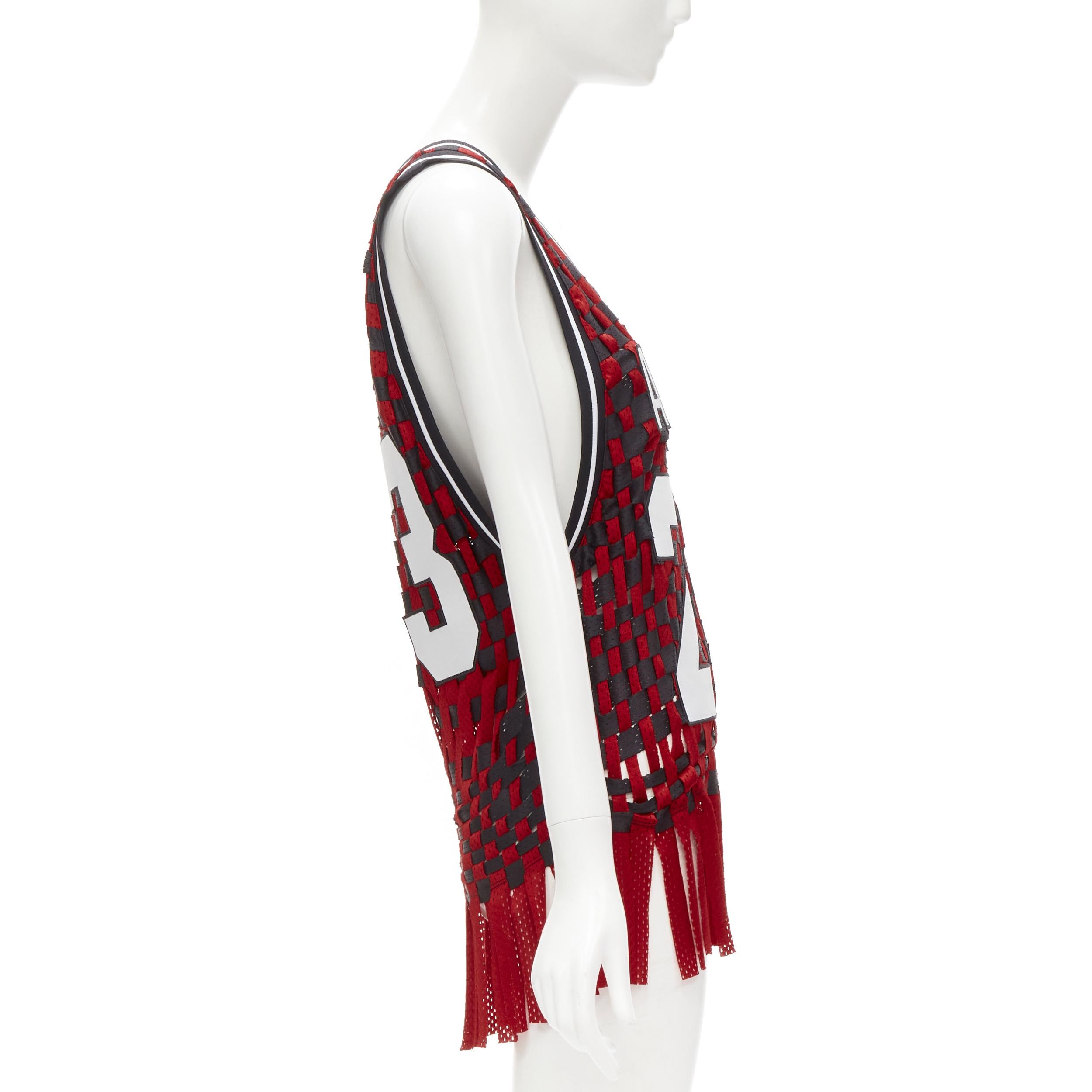 raro JEREMY SCOTT ADIDAS 23 negro rojo deconstruido tejido camiseta de baloncesto XS en Excelente Estado en Hong Kong, NT
