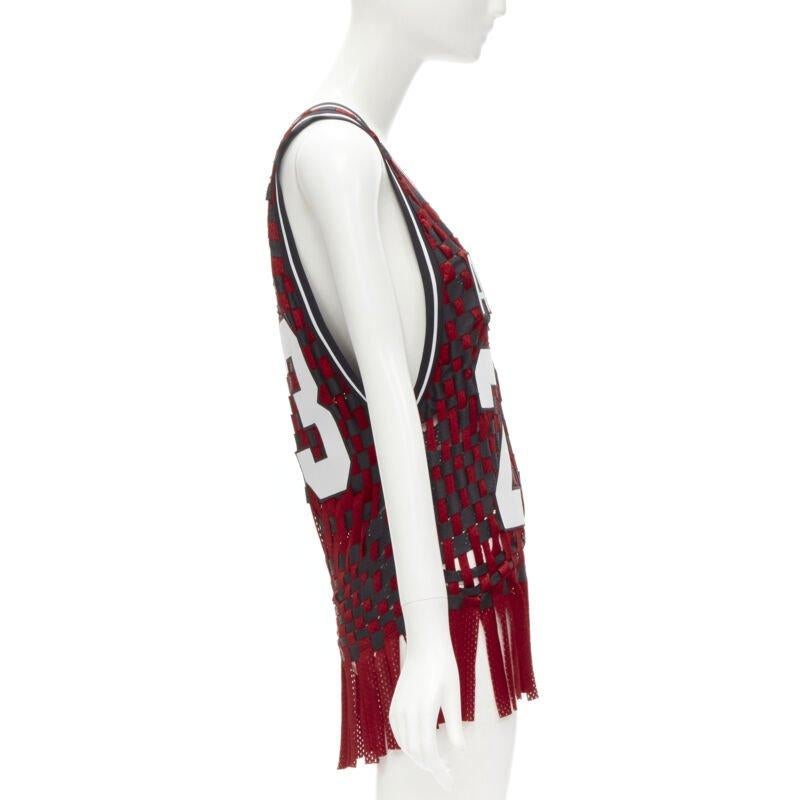 raro JEREMY SCOTT ADIDAS 23 negro rojo deconstruido tejido camiseta de baloncesto XS en Excelente Estado en Hong Kong, NT