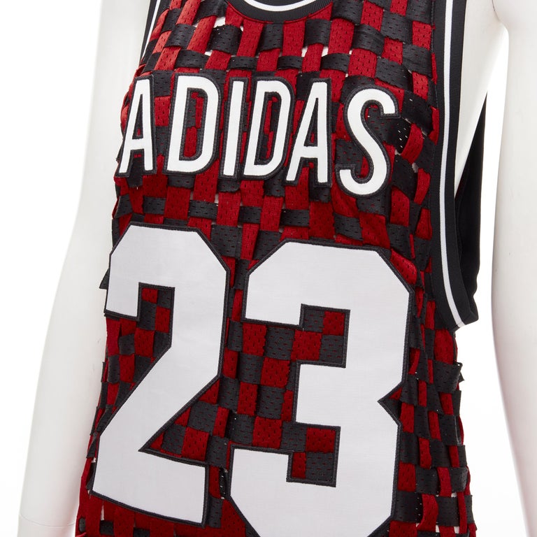 rare JEREMY SCOTT ADIDAS 23 black red deconstructed weaved basketball jersey  XS For Sale at 1stDibs | jeremy black basketball, adidas new york jeremy  scott beverly hills paris, paco rabanne basketball