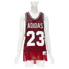 rare JEREMY SCOTT ADIDAS 23 black red deconstructed weaved basketball jersey XS