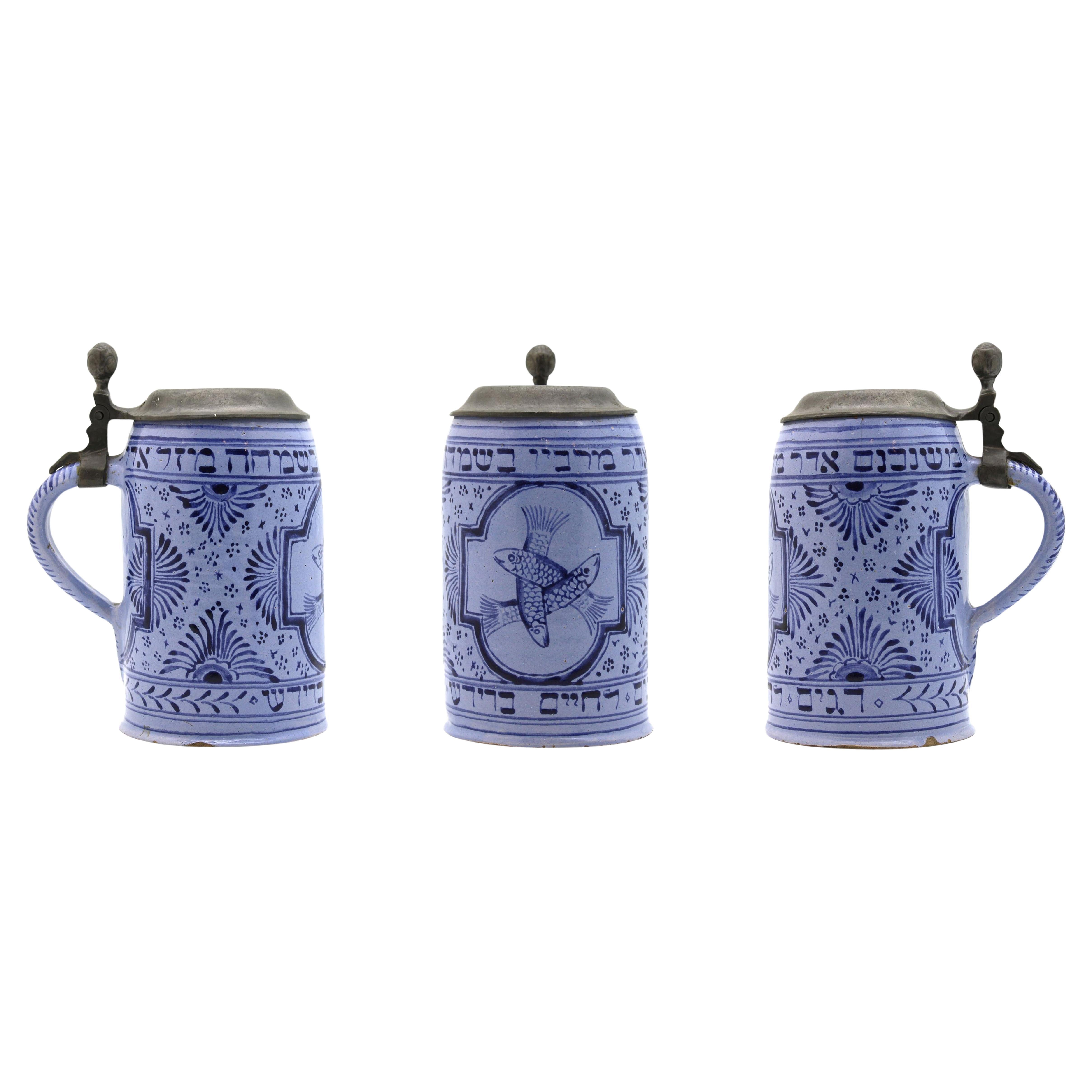 Rare tasse à boire juive, Bohème, vers 1905 judaïque en vente