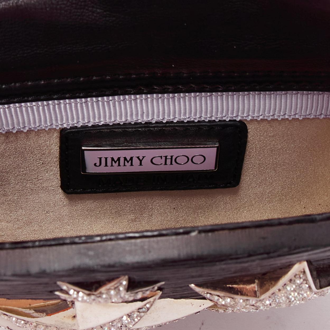 rare JIMMY CHOO textured acrylic silver star crystal embellished mini clutch bag For Sale 3