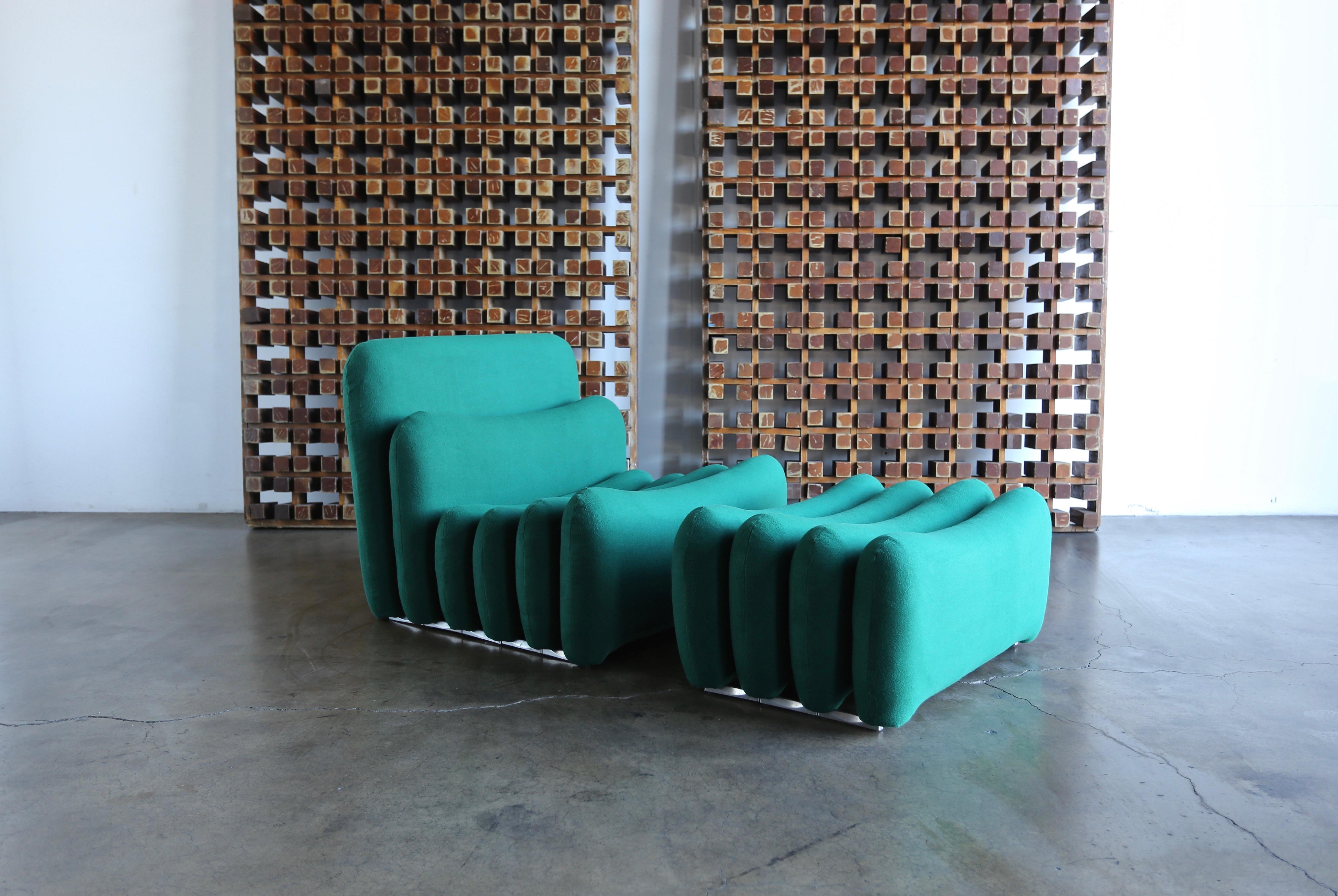 Rare Joe Colombo lounge chair and ottoman, circa 1968. This piece is from the 