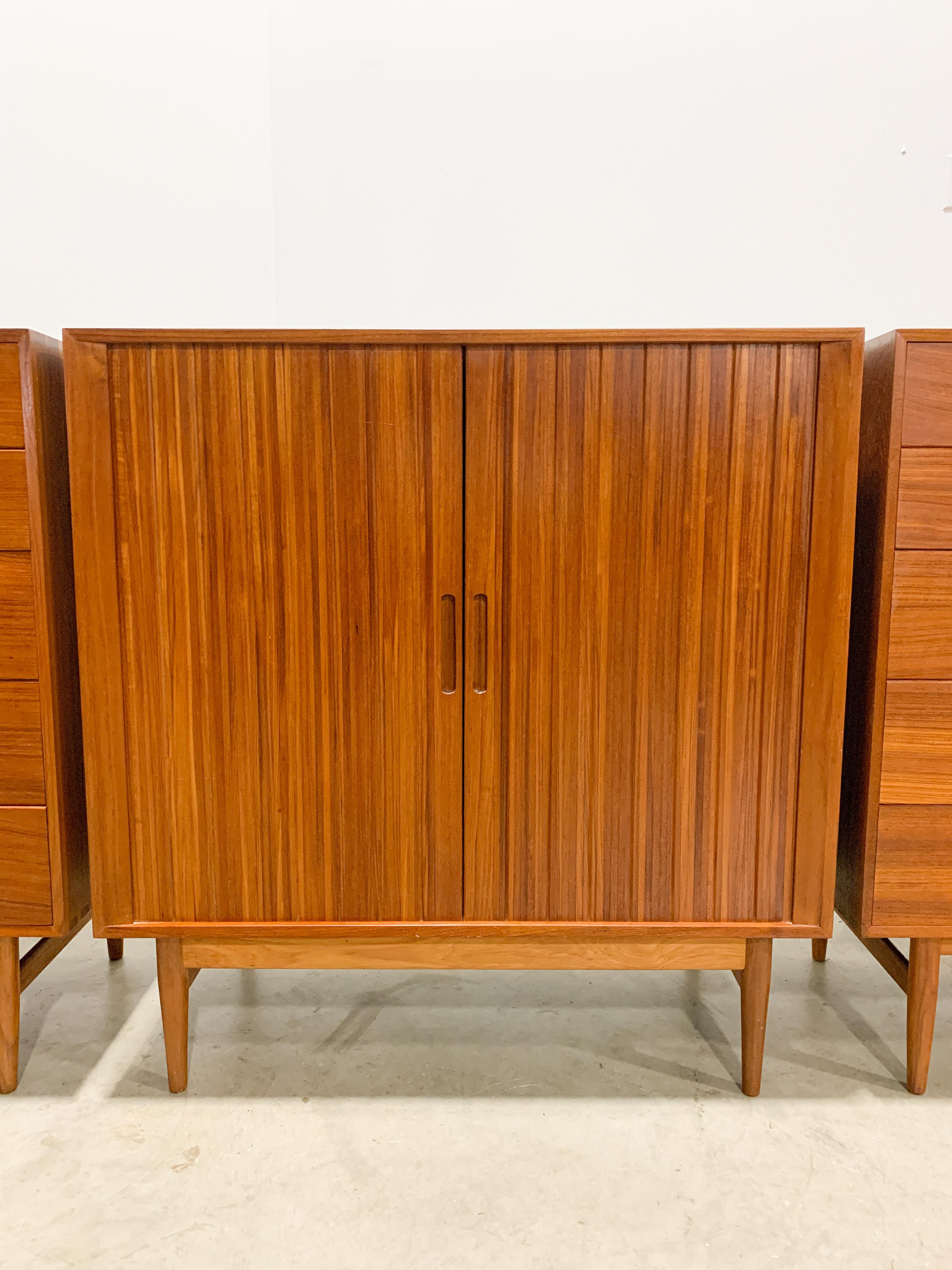 Rare Johannes Aasbjerg Dresser and Tambour Cabinet Set In Excellent Condition In Kalamazoo, MI