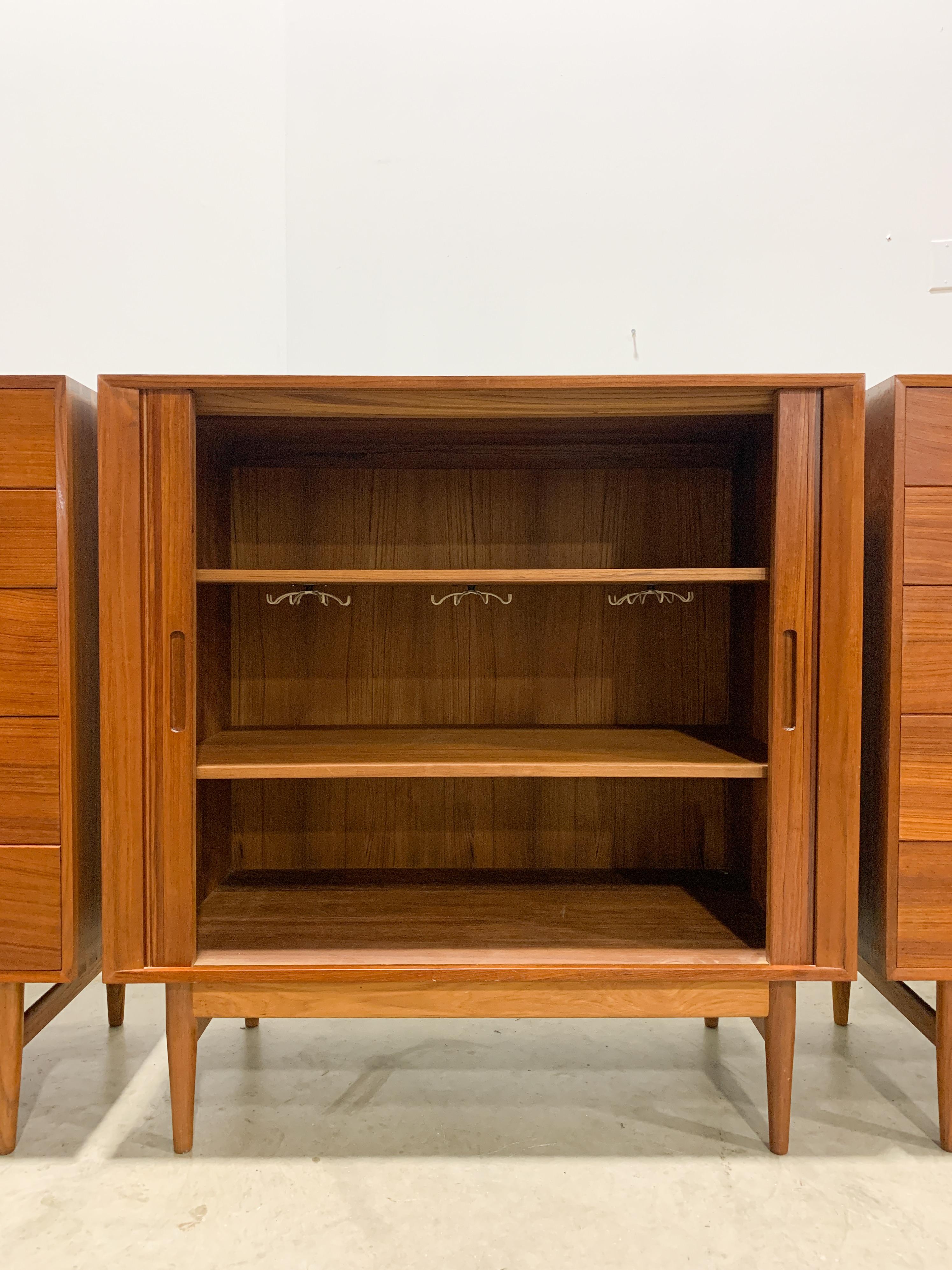 20th Century Rare Johannes Aasbjerg Dresser and Tambour Cabinet Set