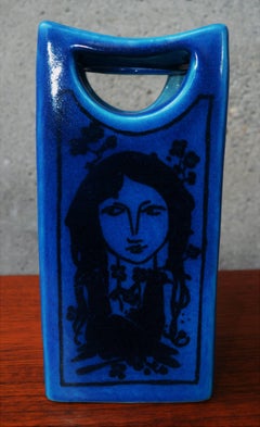 Rare Johannes Hedegaard 1960s Royal Copenhagen Blue Figure Vase