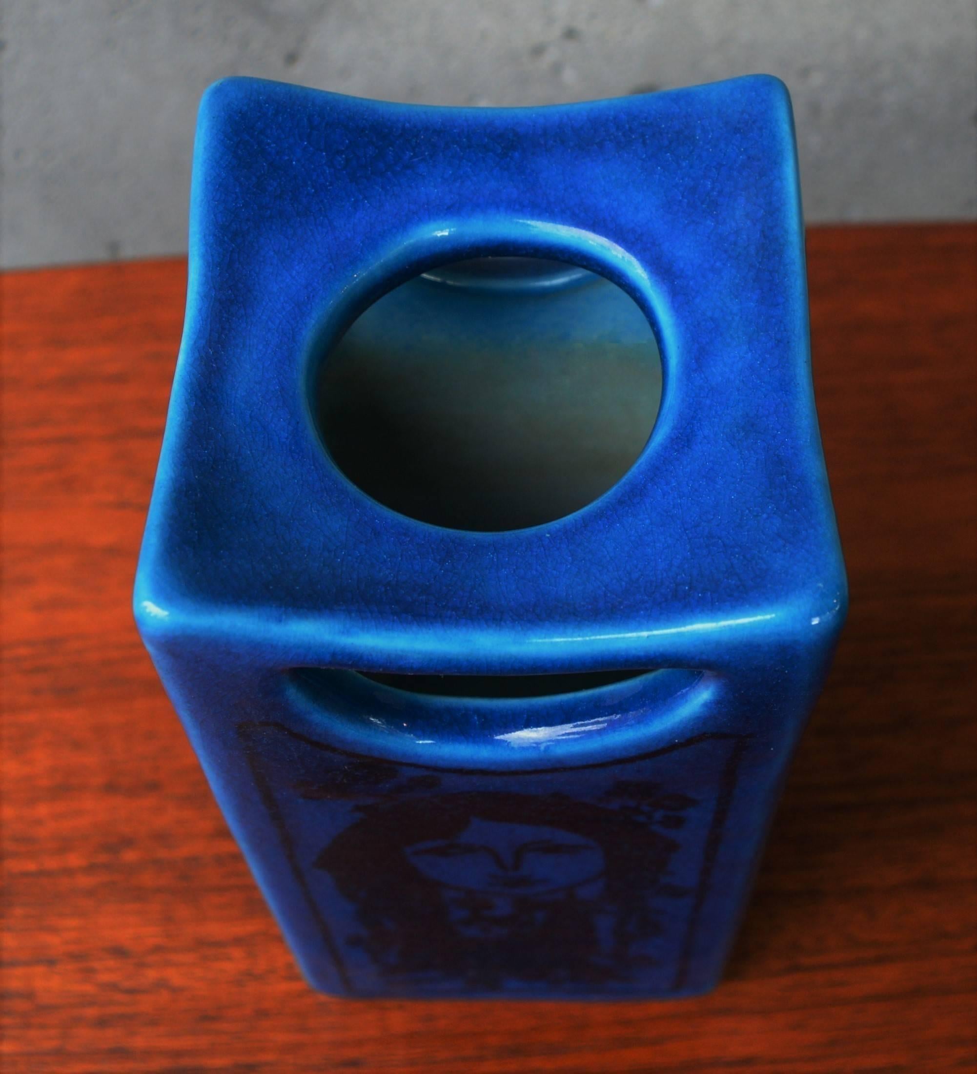 Danish Rare Johannes Hedegaard 1960s Royal Copenhagen Blue Figure Vase For Sale