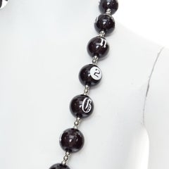 Rare JOHN GALLIANO black white gothic logo number lucky ball necklace