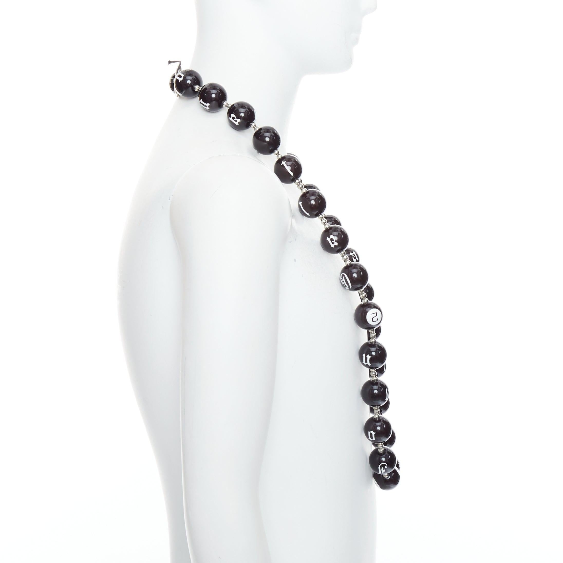 Men's Rare JOHN GALLIANO black white gothic logo number lucky ball necklace For Sale
