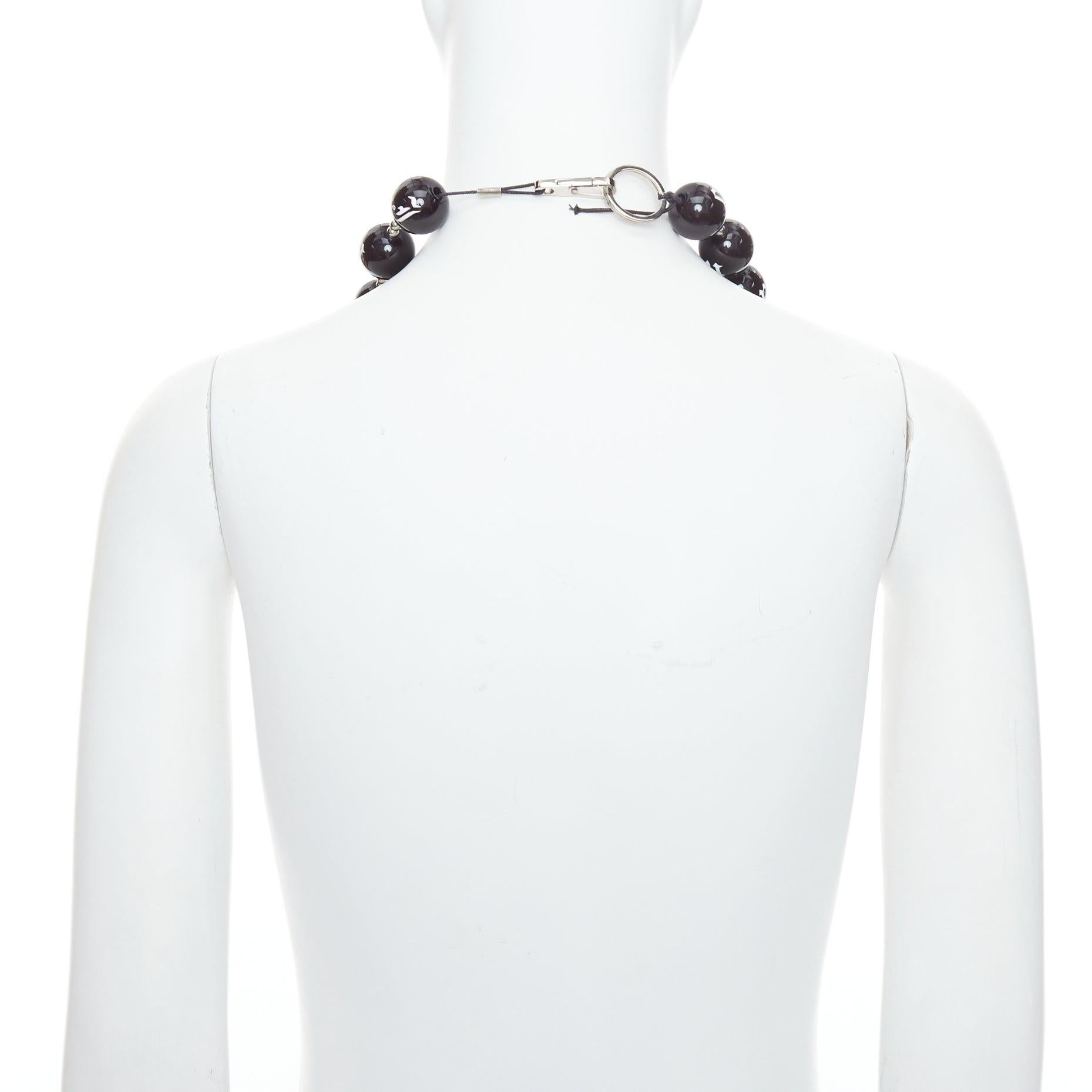 Rare JOHN GALLIANO black white gothic logo number lucky ball necklace For Sale 1