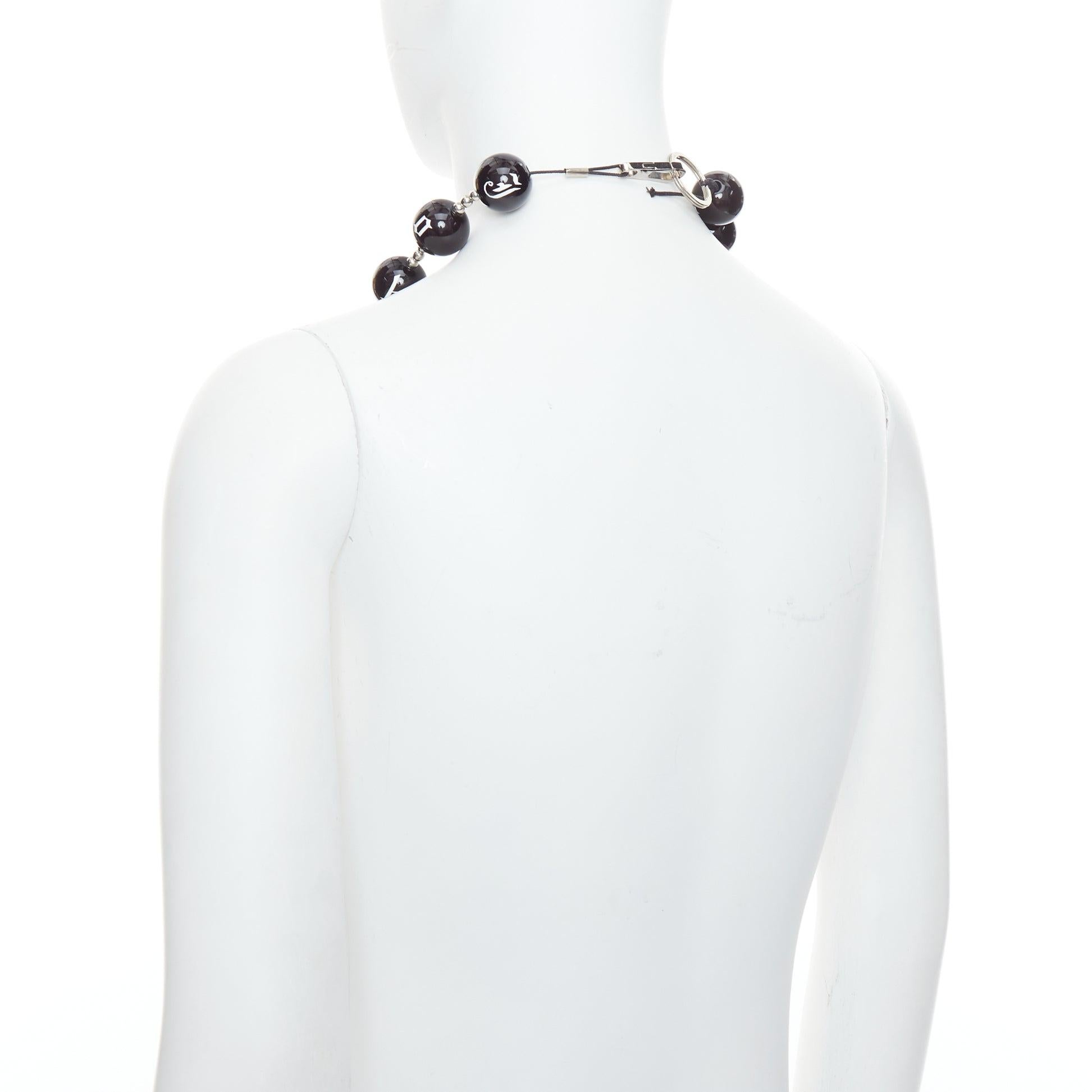 Rare JOHN GALLIANO black white gothic logo number lucky ball necklace For Sale 2