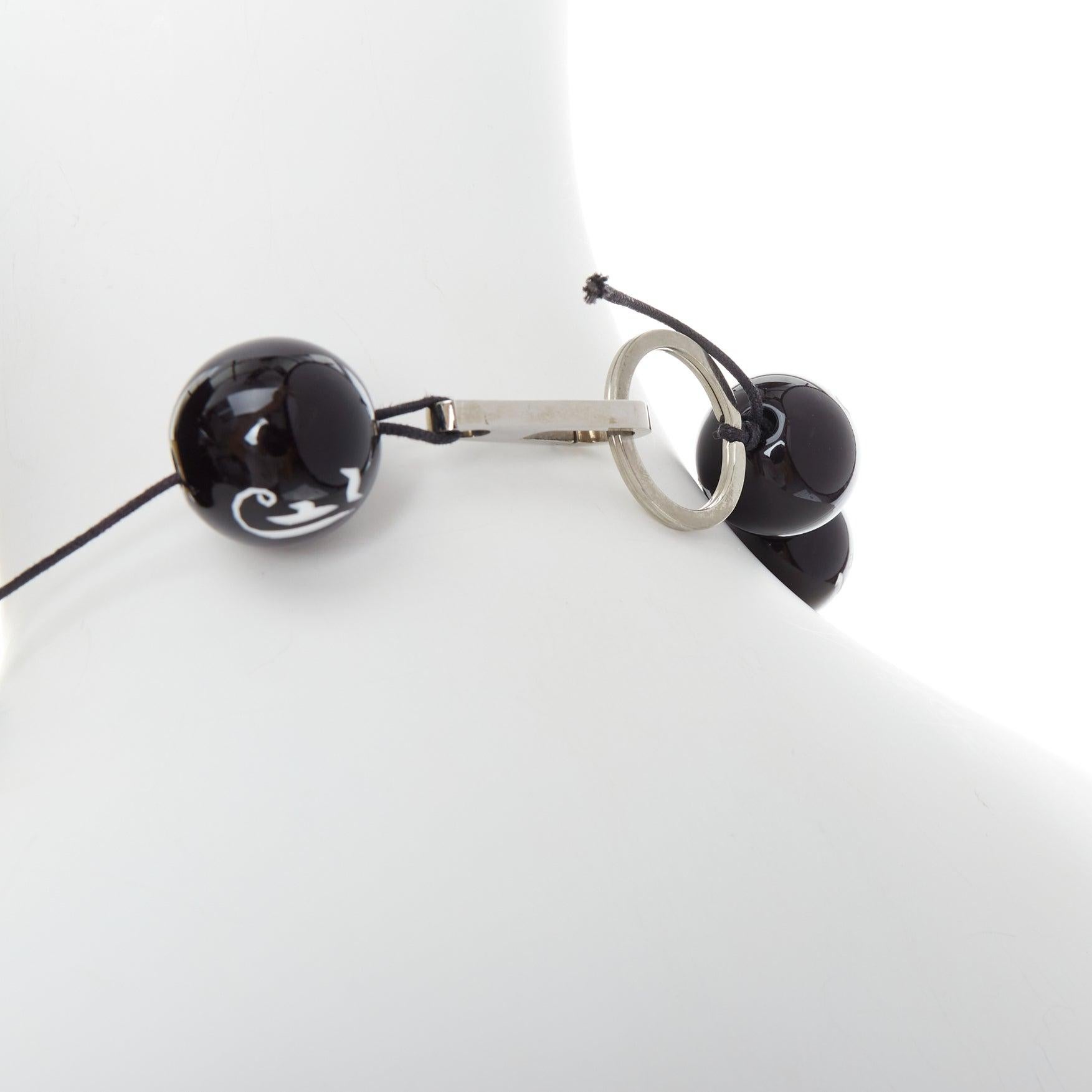 Rare JOHN GALLIANO black white gothic logo number lucky ball necklace For Sale 3