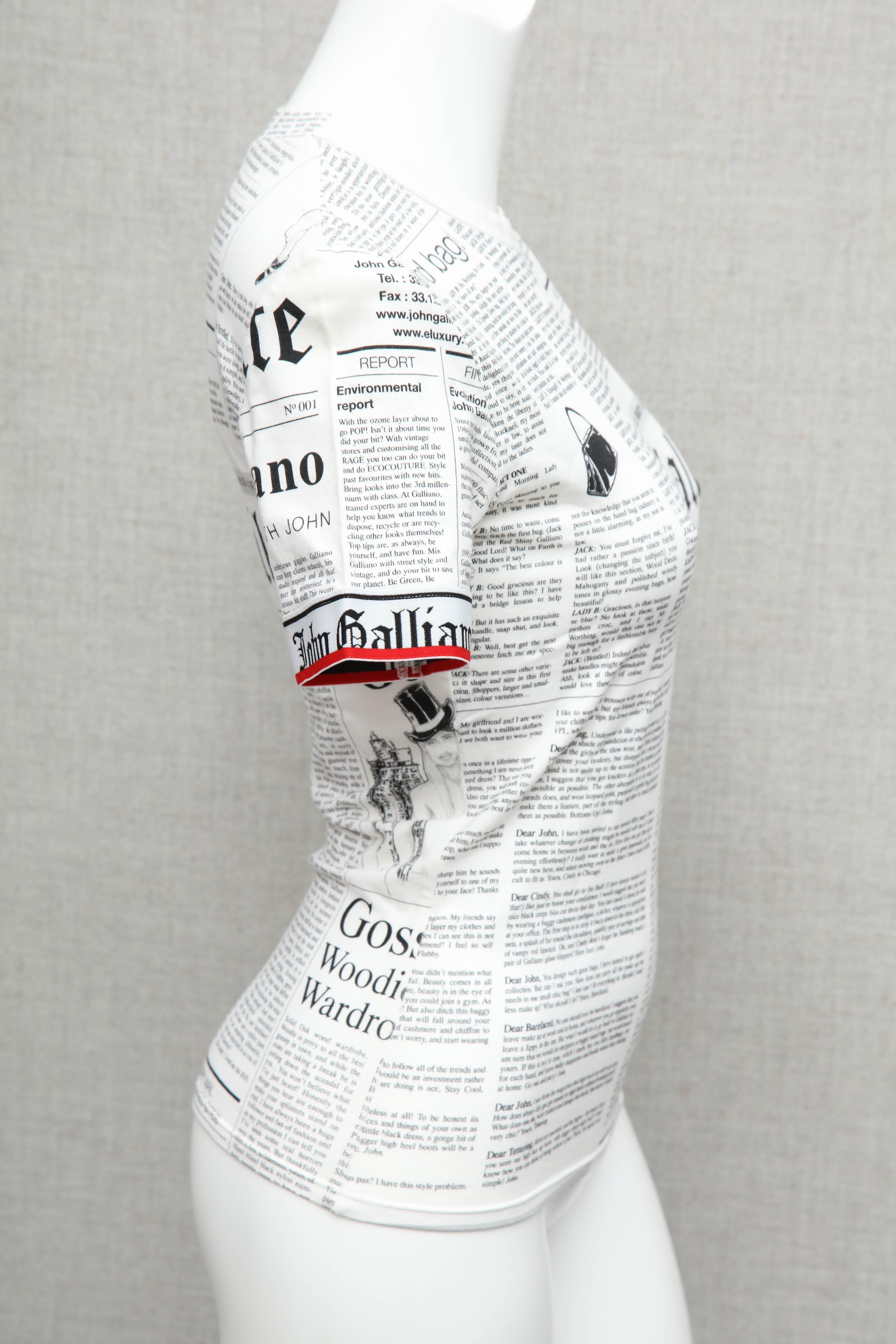 john galliano newspaper shirt