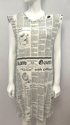 Rare John Galliano "Galliano Gazette" Newspaper Print Dress Archive Beach Wear