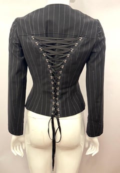 Rare John Galliano S/S 2003 Pinstripe Lace-up Corset Jacket