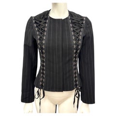 Rare John Galliano S/S 2003 Pinstripe Lace-up Corset Jacket