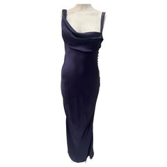 Seltenes John Galliano F/S 2007 Maxi-Cocktailkleid aus lila Seide