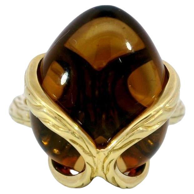 Rare John Hardy Bamboo Ring Orange Gemstone 18K Yellow Gold Size 6