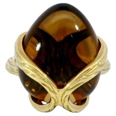 Raro Anillo John Hardy Bambú Piedra Naranja Oro Amarillo 18K Talla 6
