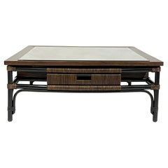 Used Rare John Hutton Donghia Cane, Mahogany, Walnut Patio Garden Sunroom Table