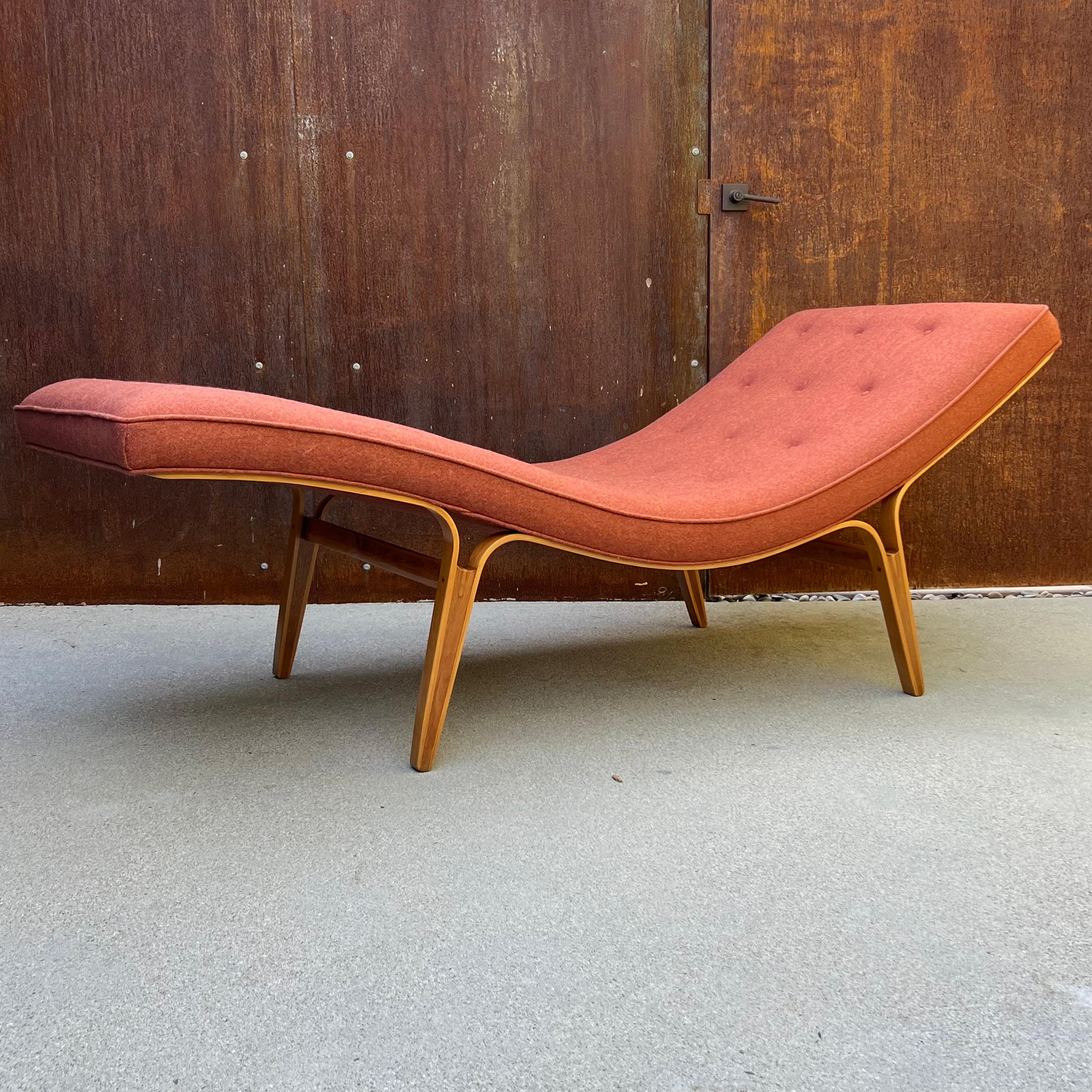Upholstery Rare John Kapel Chaise Lounge Chair c1950s California