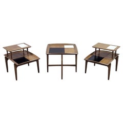 Rare John Keal for Brown Saltman Coffee Table and Step Table Set - (3 piece set)