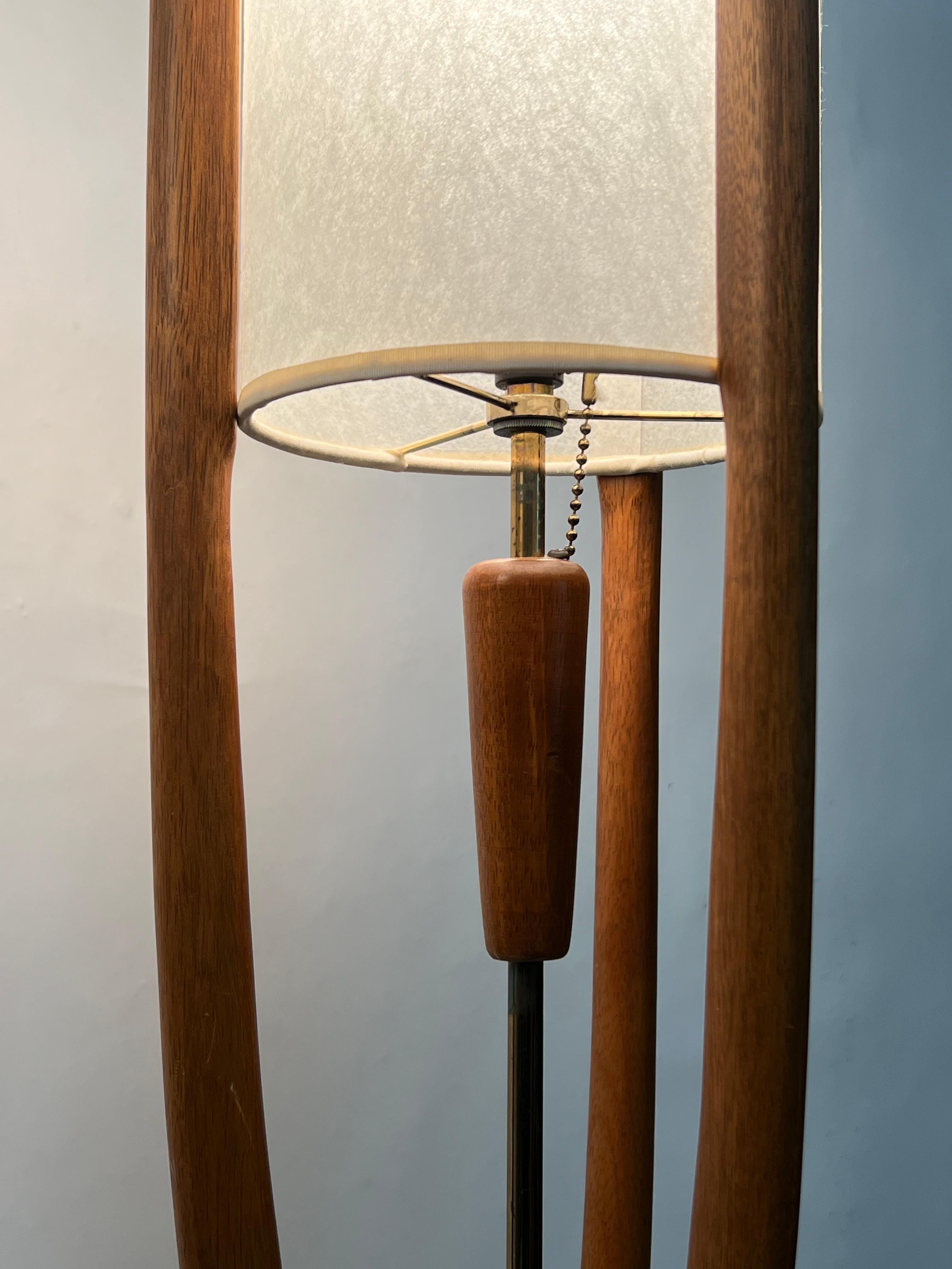 American Rare John Keal Wood & Brass Table Lamps c1960s For Sale