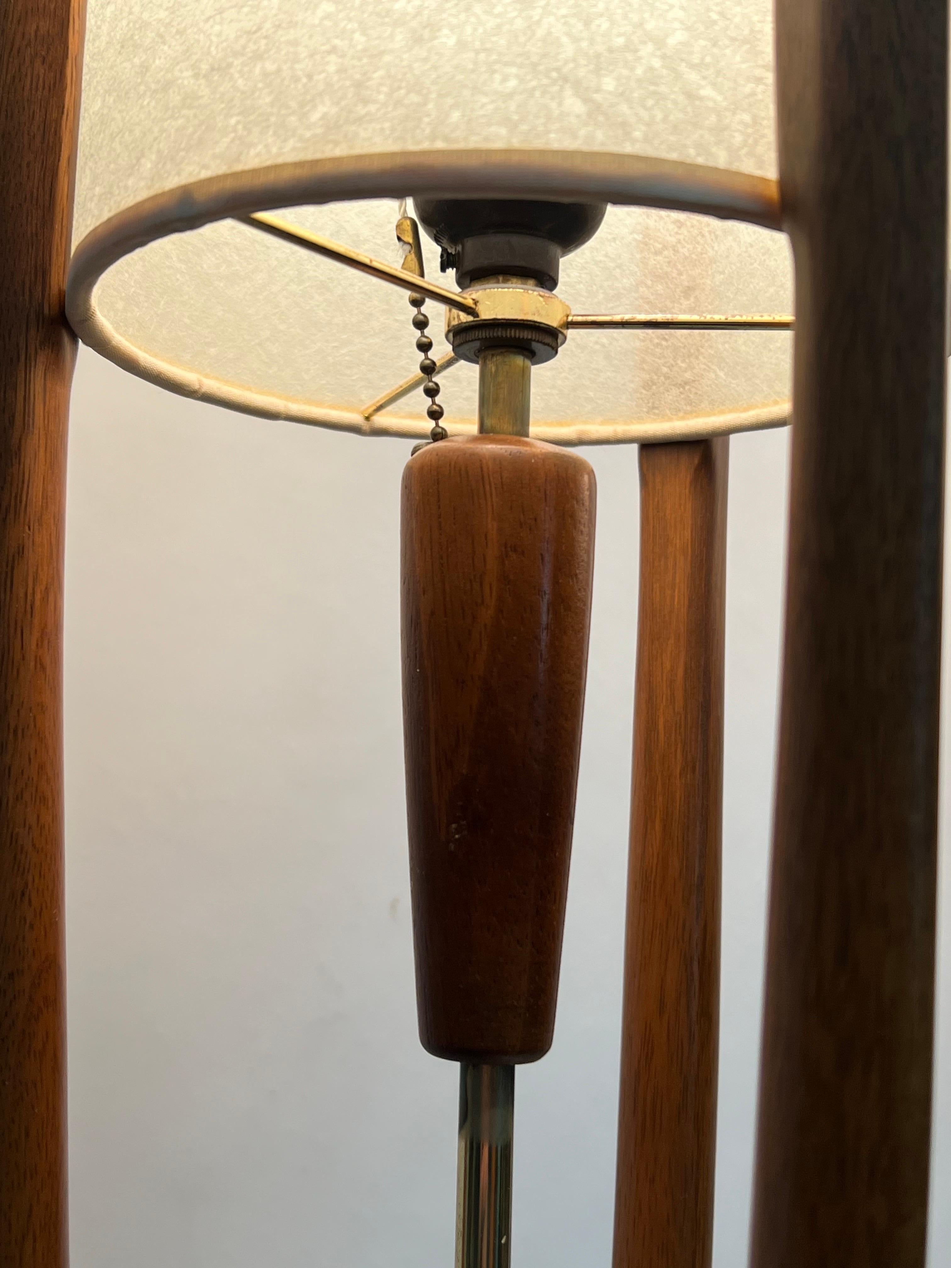 Rare John Keal Wood & Brass Table Lamps c1960s In Good Condition For Sale In Oakland, CA