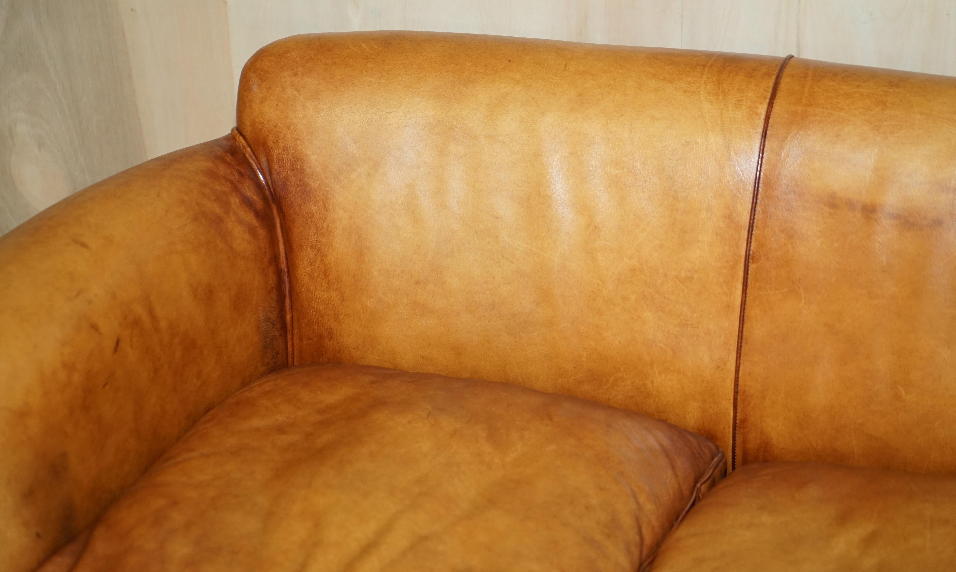 Rare John Lewis Camford Heritage Brown Leather Armchair & Two Seat Sofa Suite For Sale 5