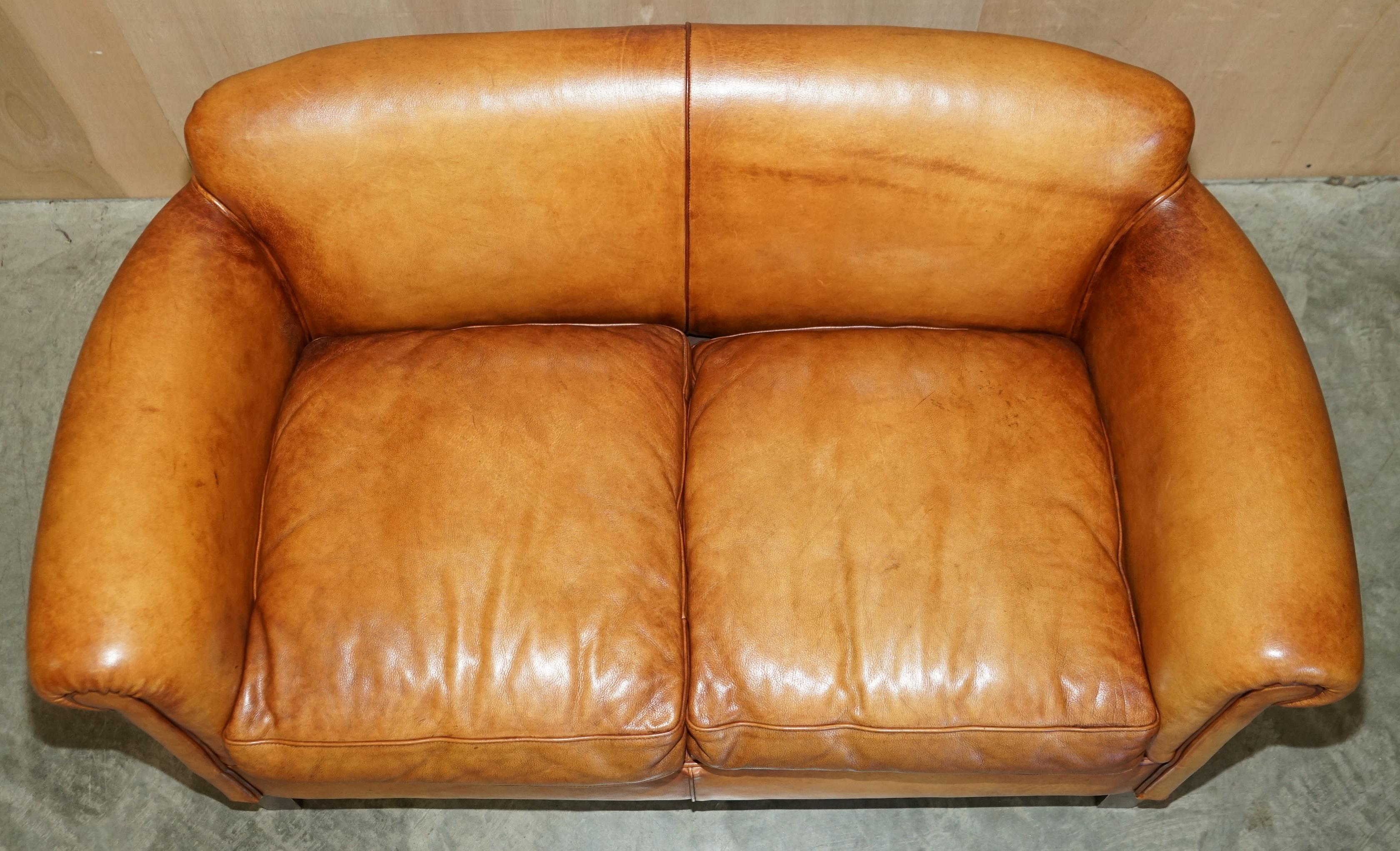 Rare John Lewis Camford Heritage Brown Leather Armchair & Two Seat Sofa Suite For Sale 7