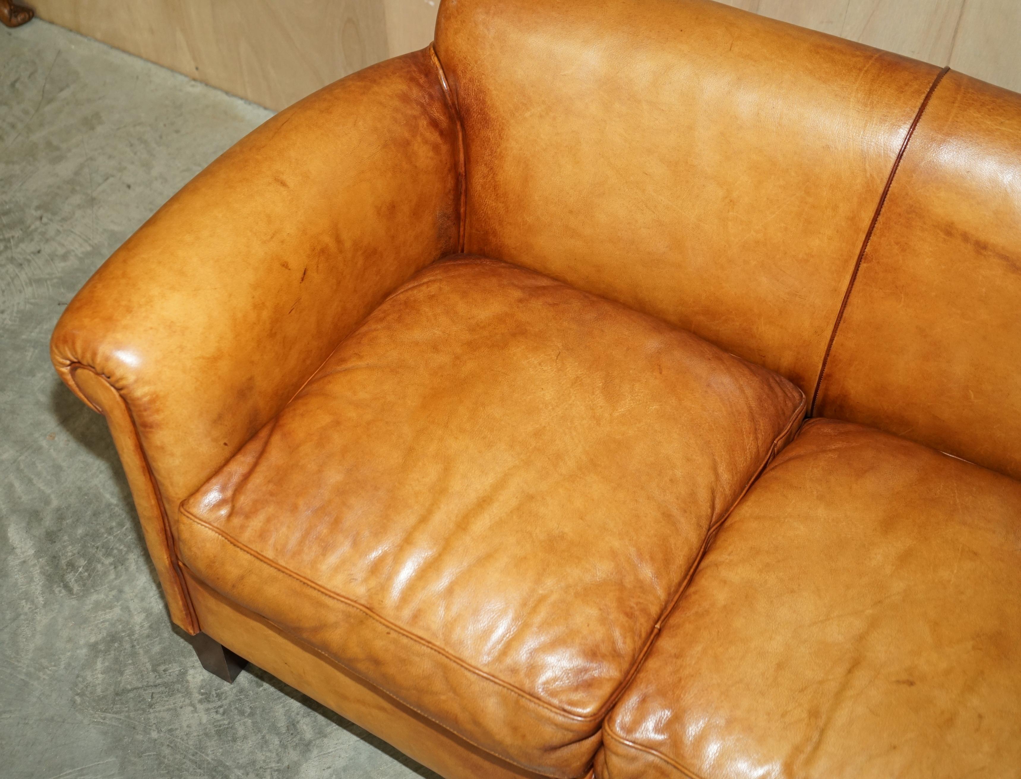Rare John Lewis Camford Heritage Brown Leather Armchair & Two Seat Sofa Suite For Sale 8