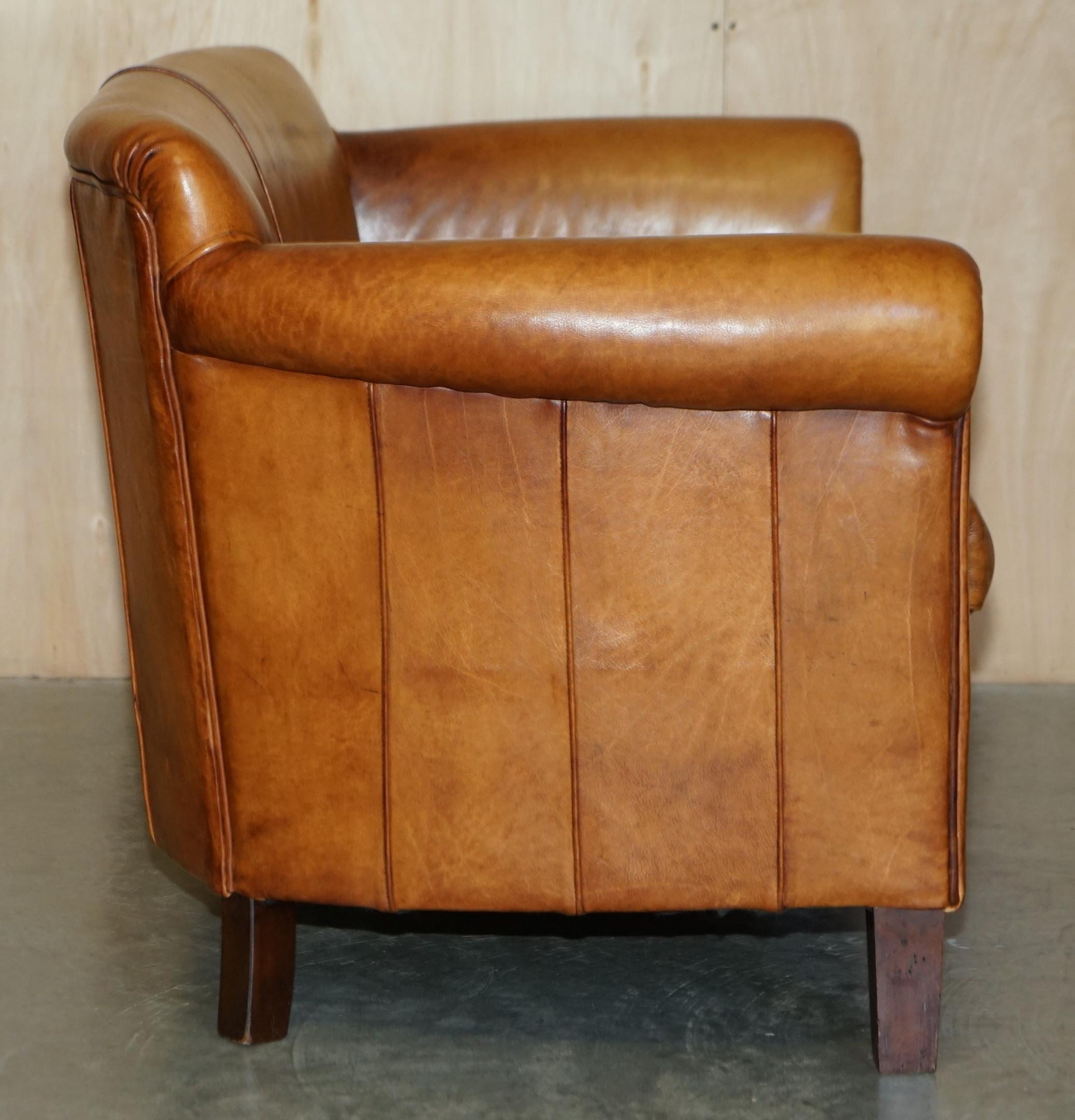 Rare John Lewis Camford Heritage Brown Leather Armchair & Two Seat Sofa Suite For Sale 10