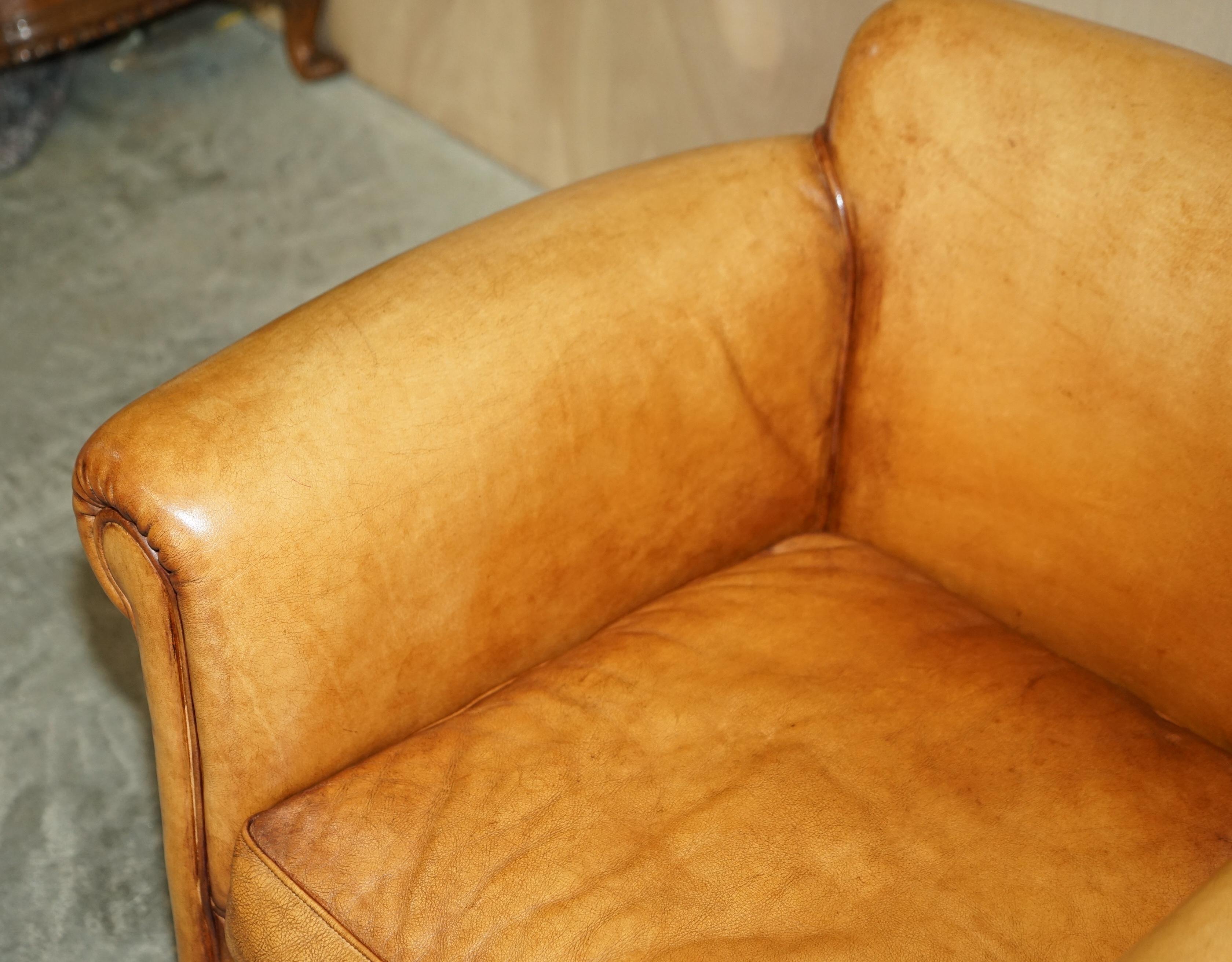 Country Rare John Lewis Camford Heritage Brown Leather Armchair & Two Seat Sofa Suite For Sale