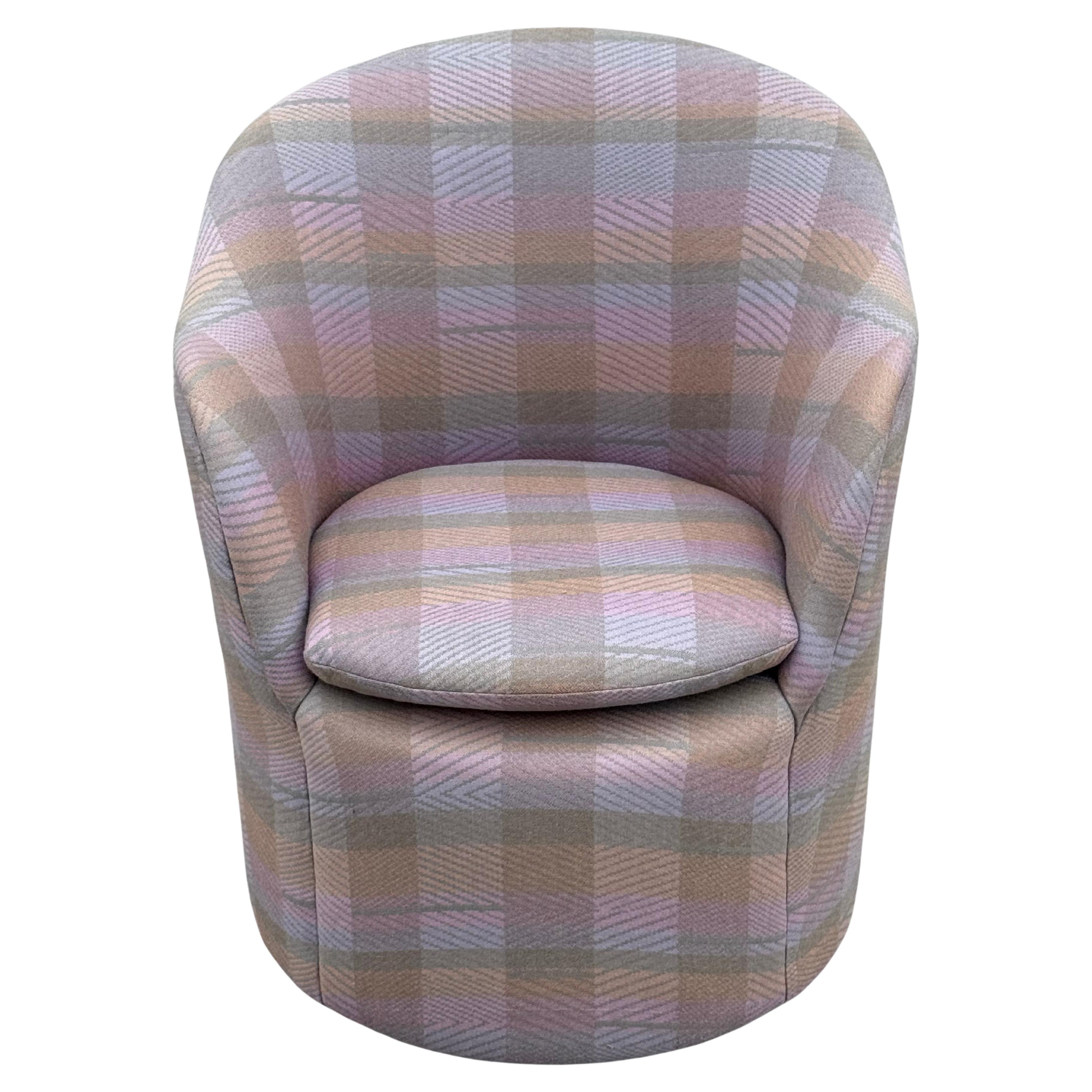 Rara poltrona/divano a petalo di John Saladino per Dunbar in Jack Lenor Larsen Plaid in vendita