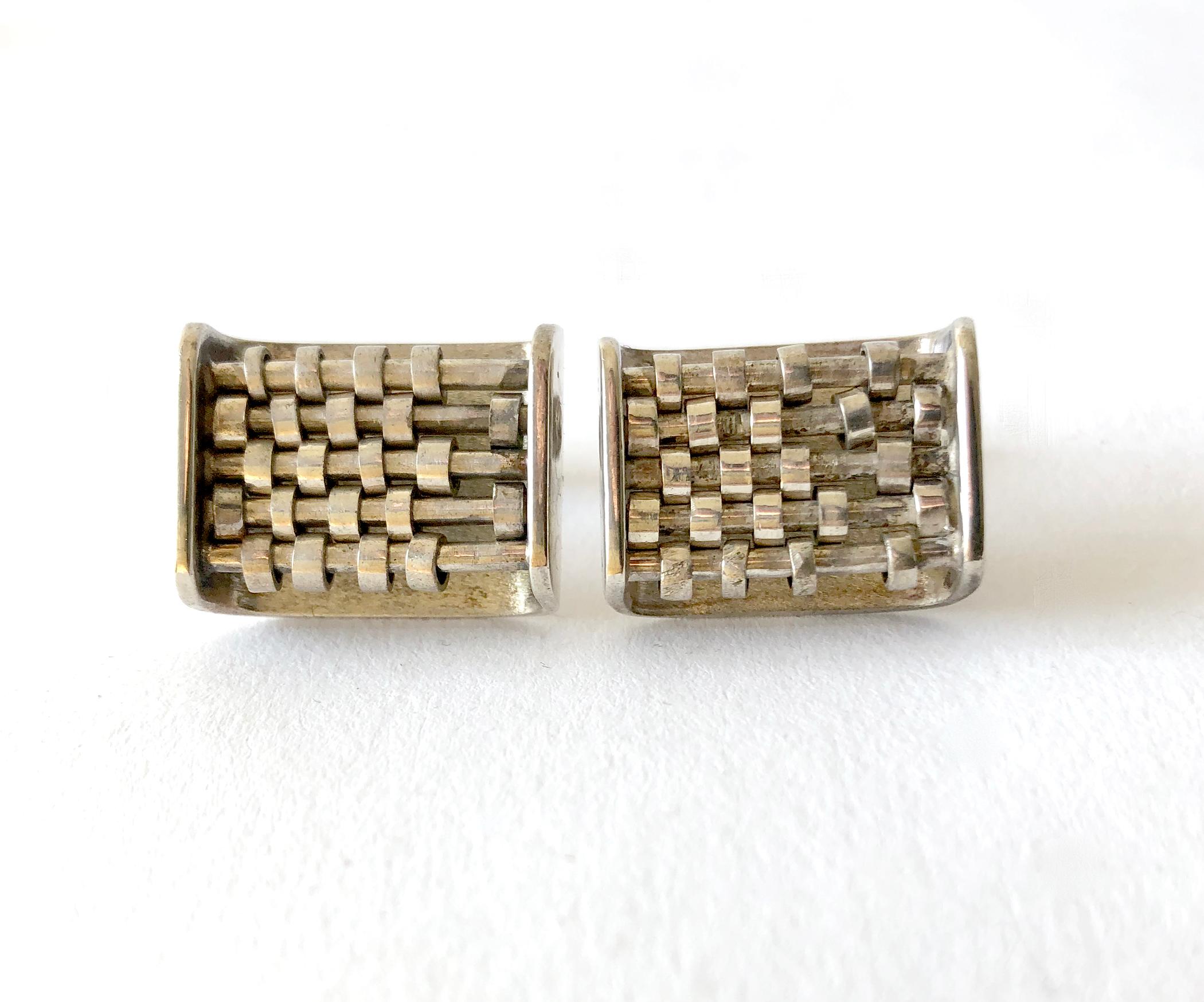 Rare John Syzmak Sterling Silver American Modernist Kinetic Abacus Cufflinks In Good Condition For Sale In Palm Springs, CA
