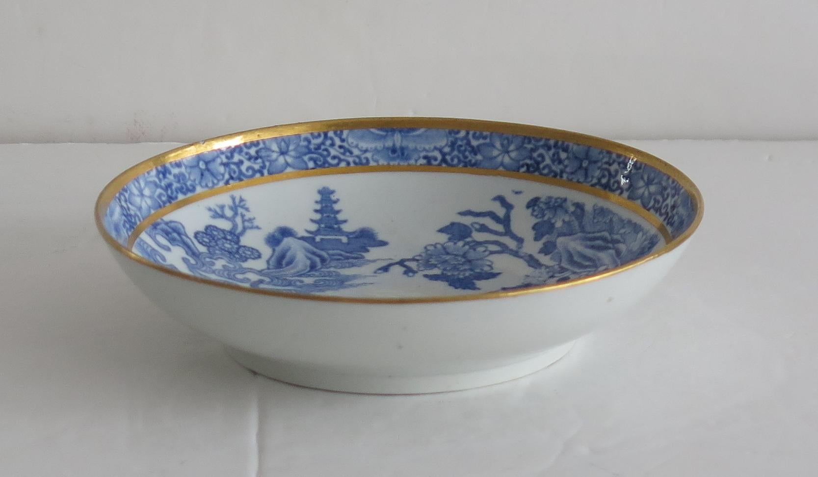 English Rare John Turner Porcelain Cup and Saucer in Traveller Pattern, circa 1795 For Sale